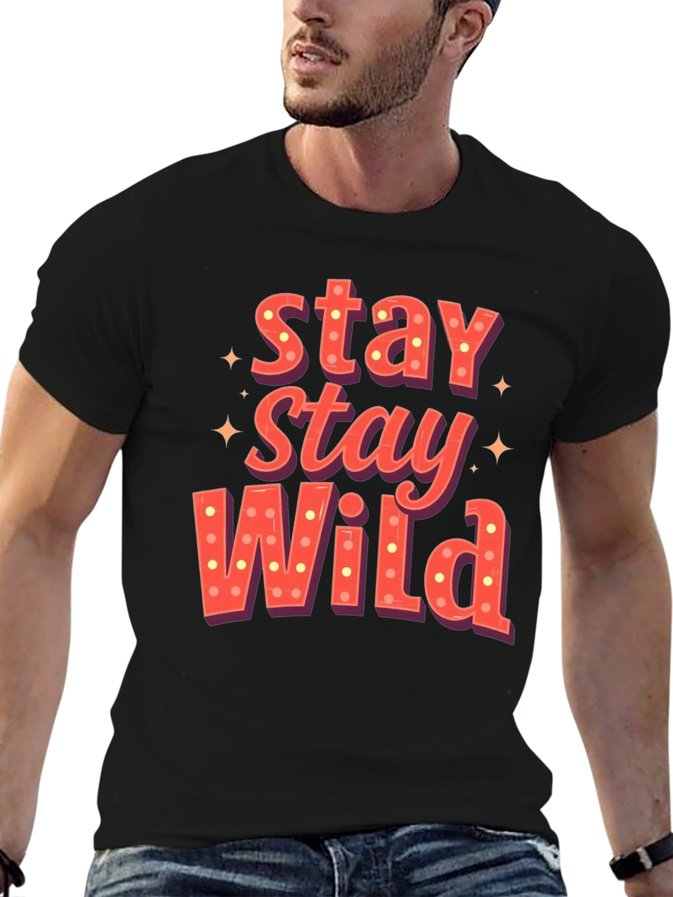 Stay Wild Graphic Print Mens T-Shirt