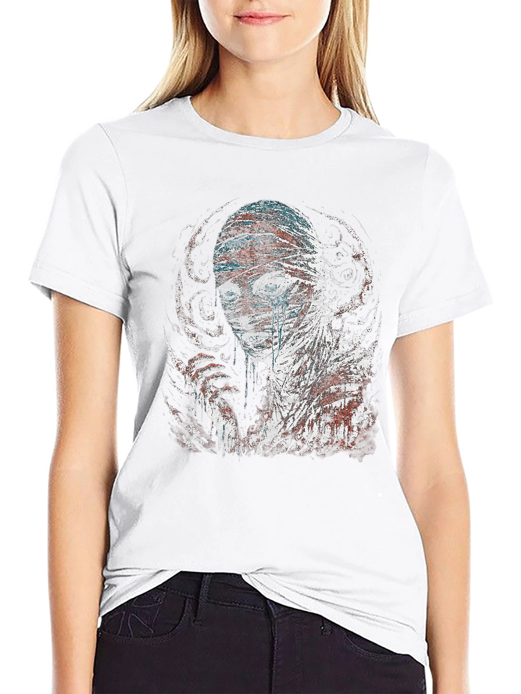 Bandaged Head Graphic Tee - Dark Style