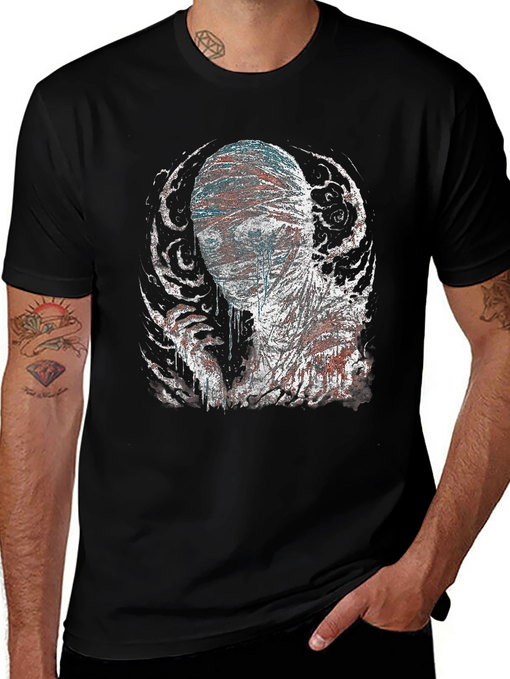 Bandaged Head Graphic Tee - Dark Style