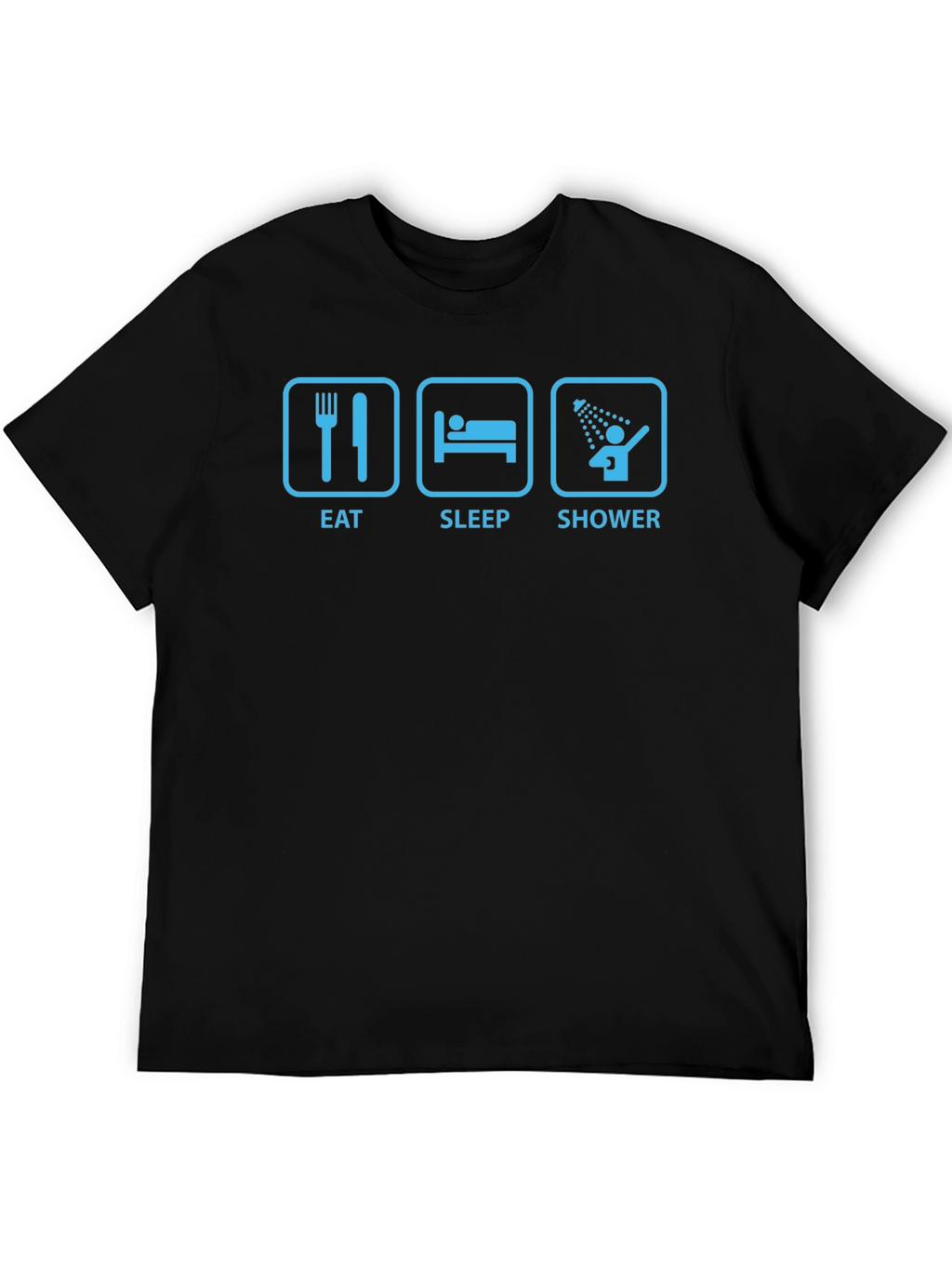 Eat Sleep Shower Black T-Shirt - Funny Routine Tee