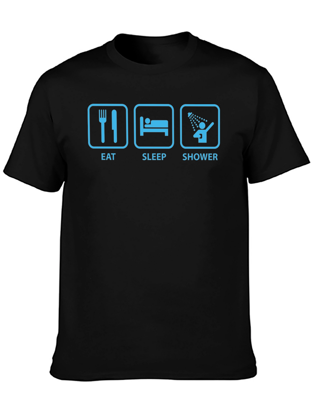 Eat Sleep Shower Black T-Shirt - Funny Routine Tee