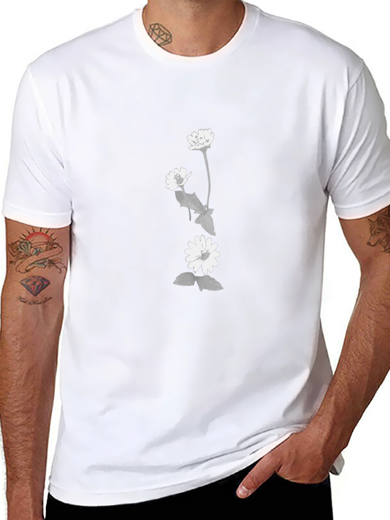Floral Graphic Tee - Black Casual Comfort