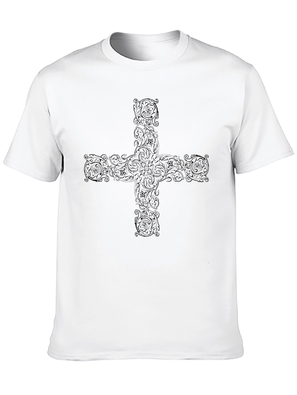 Ornate Cross Graphic Black T-Shirt