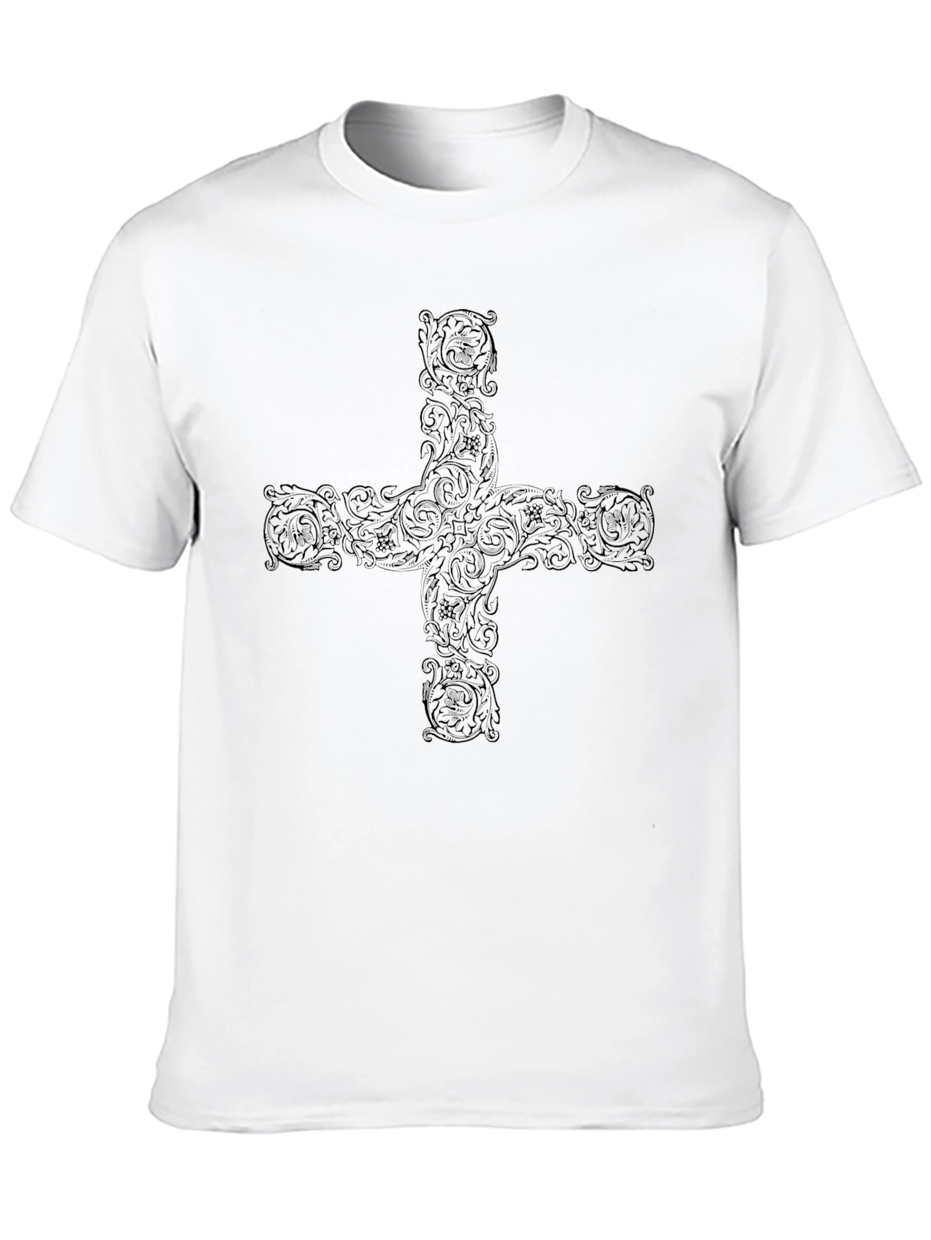 Ornate Cross Graphic Black T-Shirt