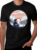 Anime Sunset T-Shirt: Coastal Meditation Design