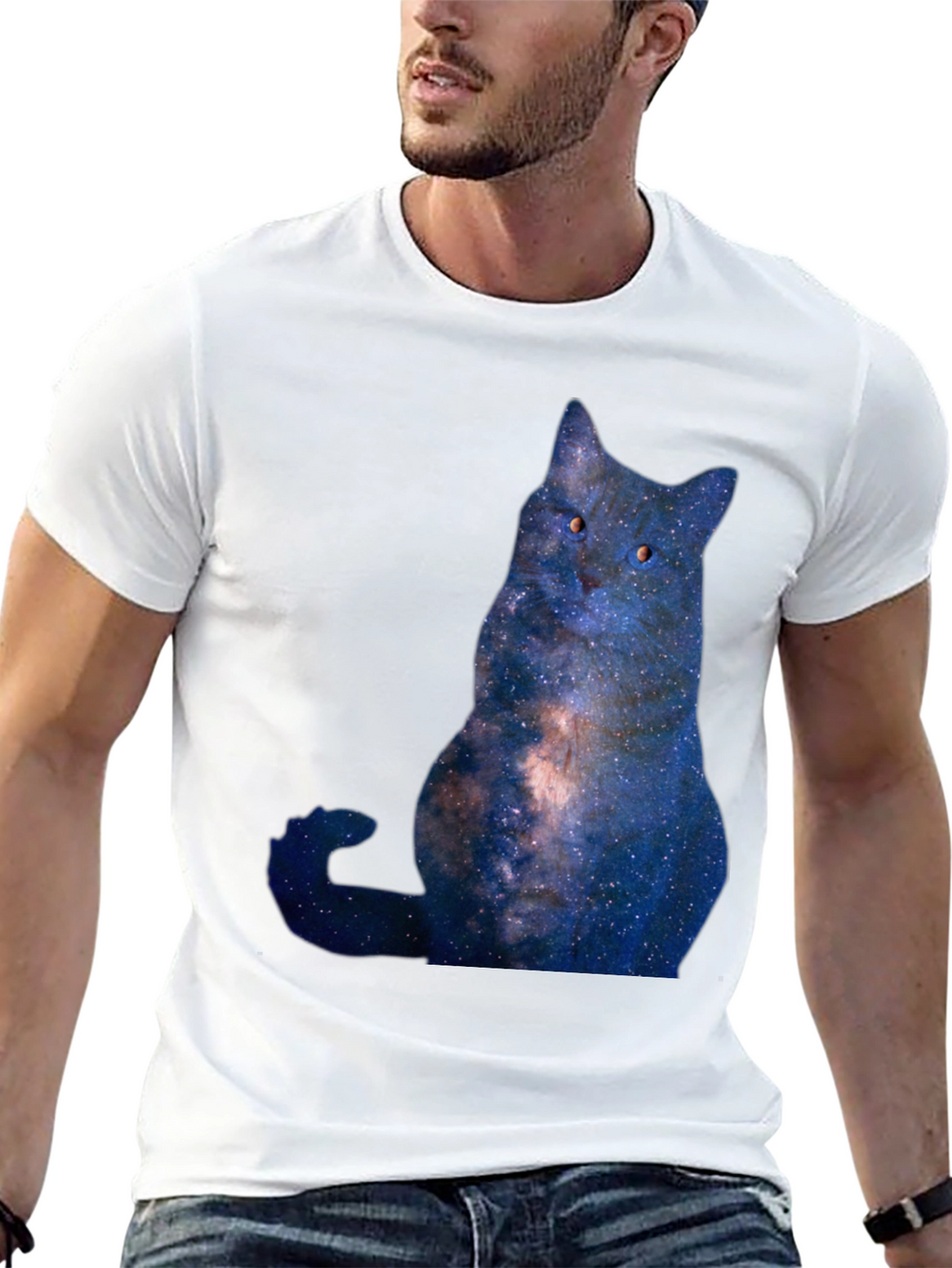Cosmic Cat Graphic T-Shirt - Mens Black Tee