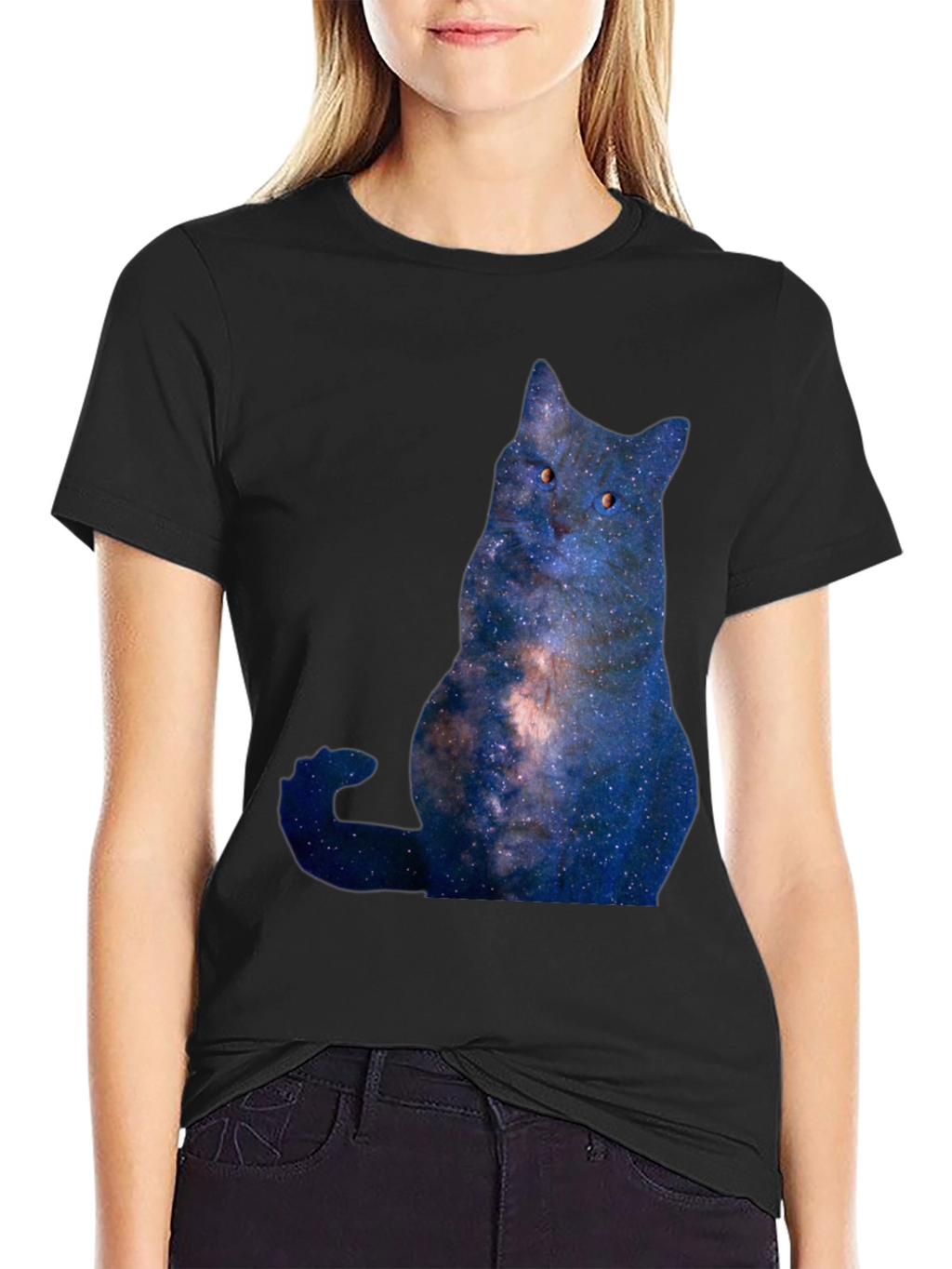 Cosmic Cat Graphic T-Shirt - Mens Black Tee