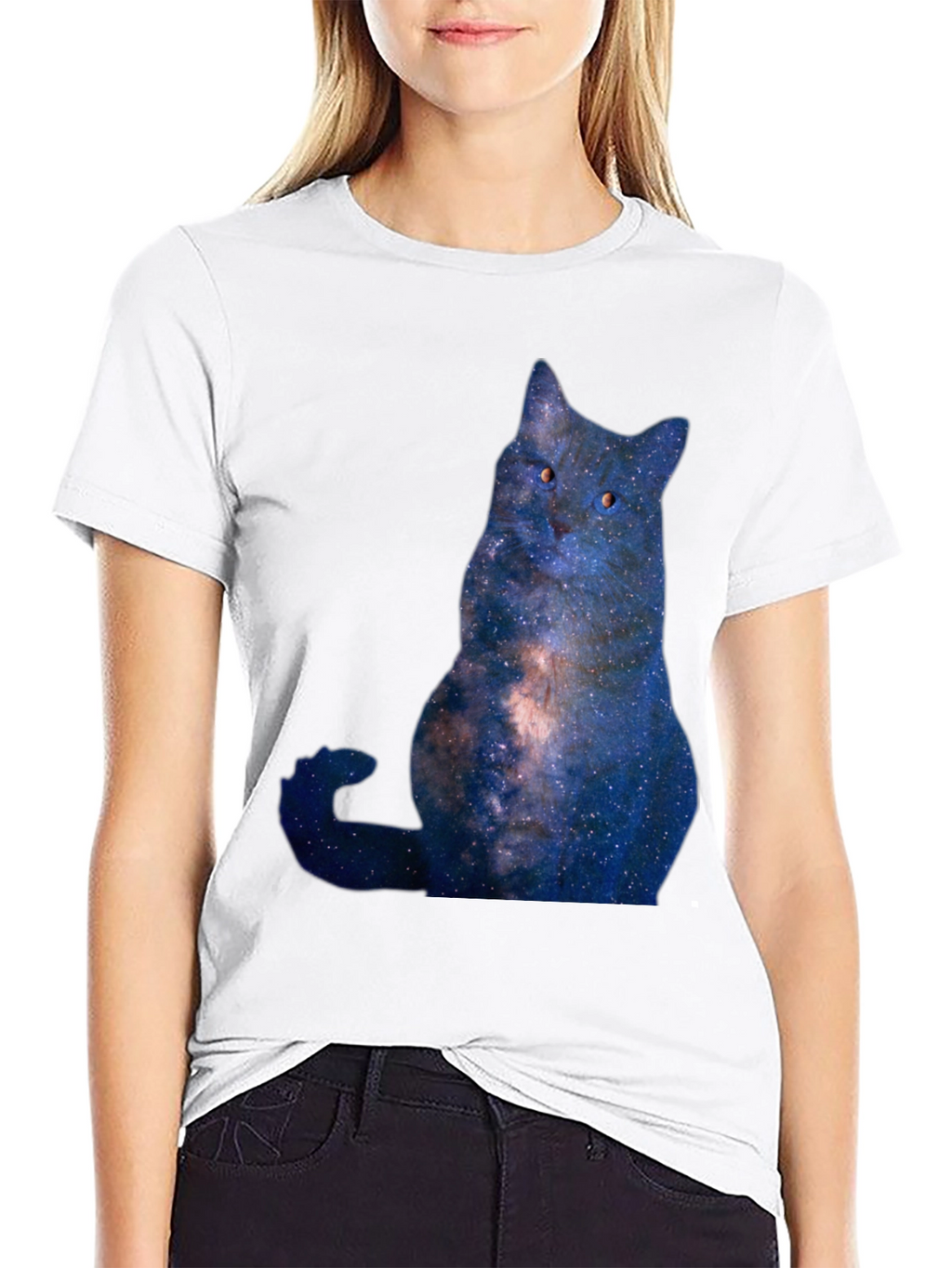 Cosmic Cat Graphic T-Shirt - Mens Black Tee