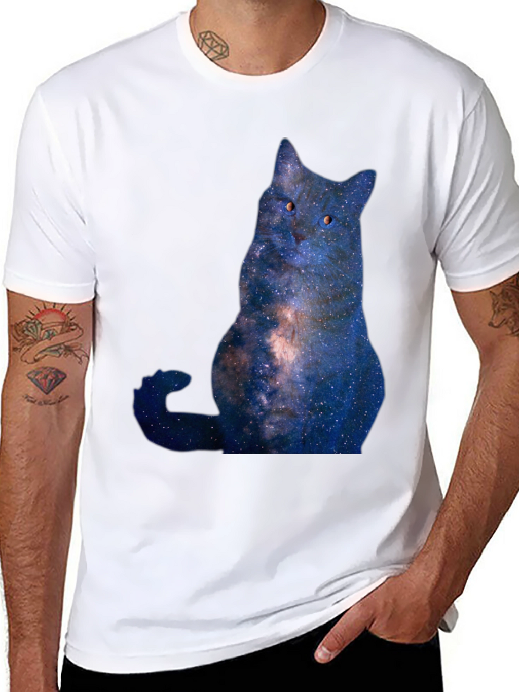 Cosmic Cat Graphic T-Shirt - Mens Black Tee