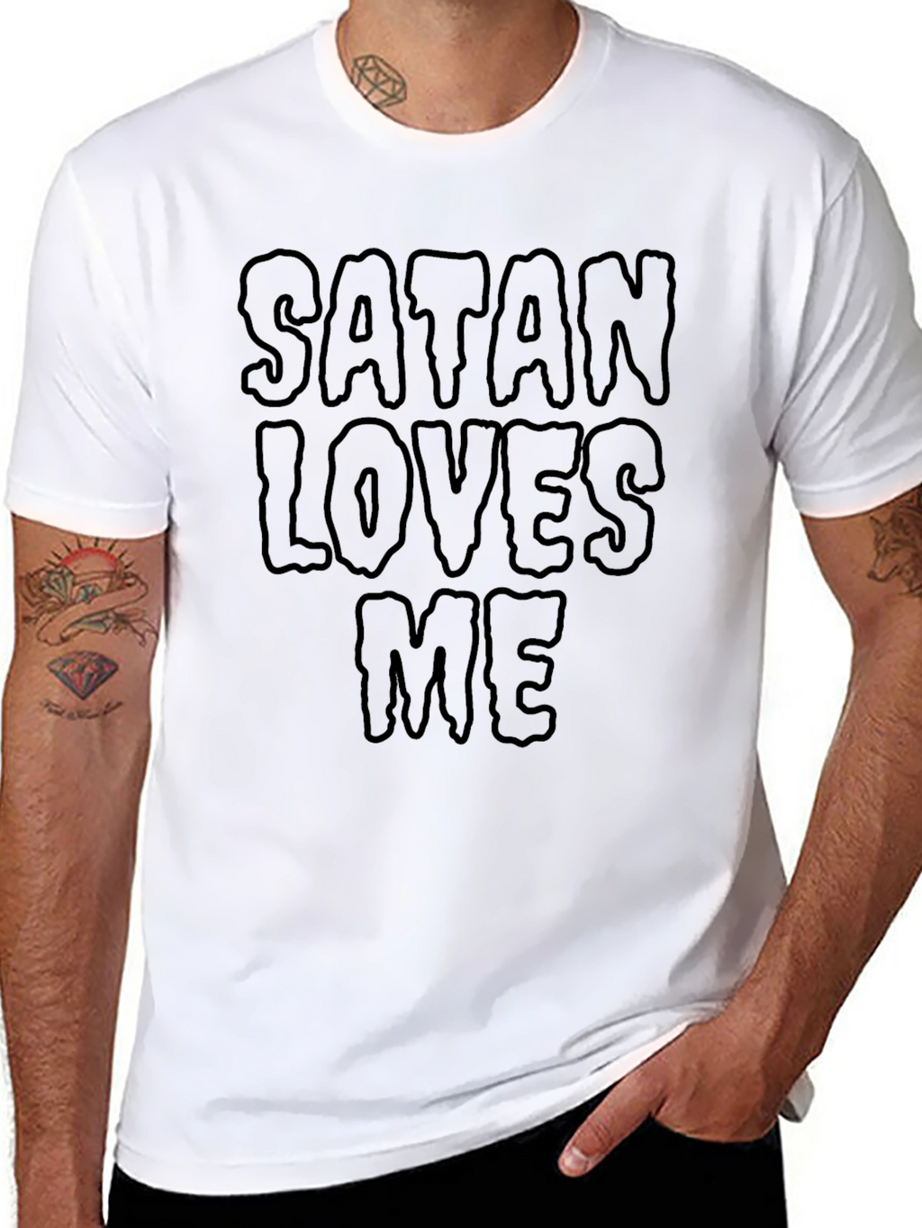 Satan Loves Me Graphic Tee - Black T-Shirt