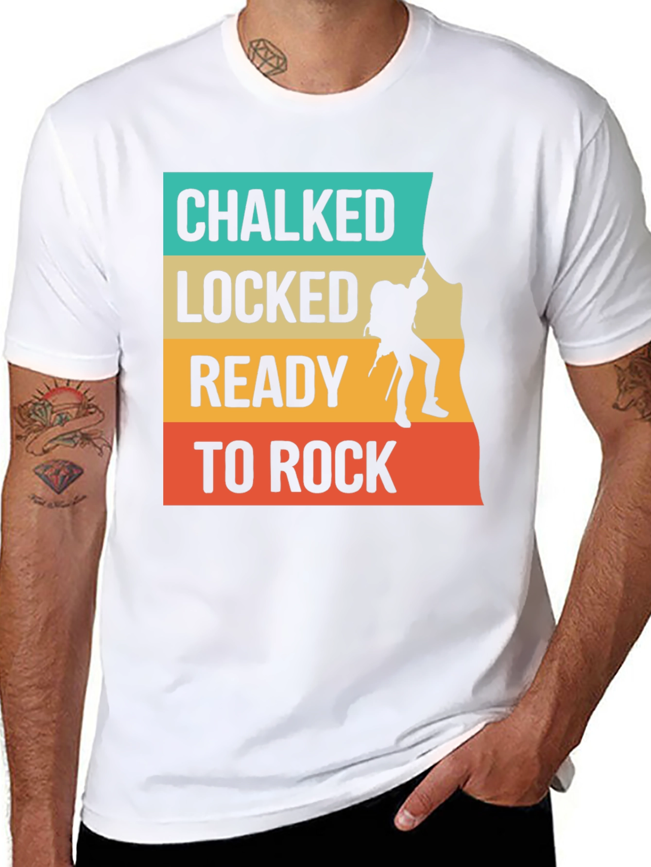 Chalked Locked Ready to Rock Climbing Graphic Tee