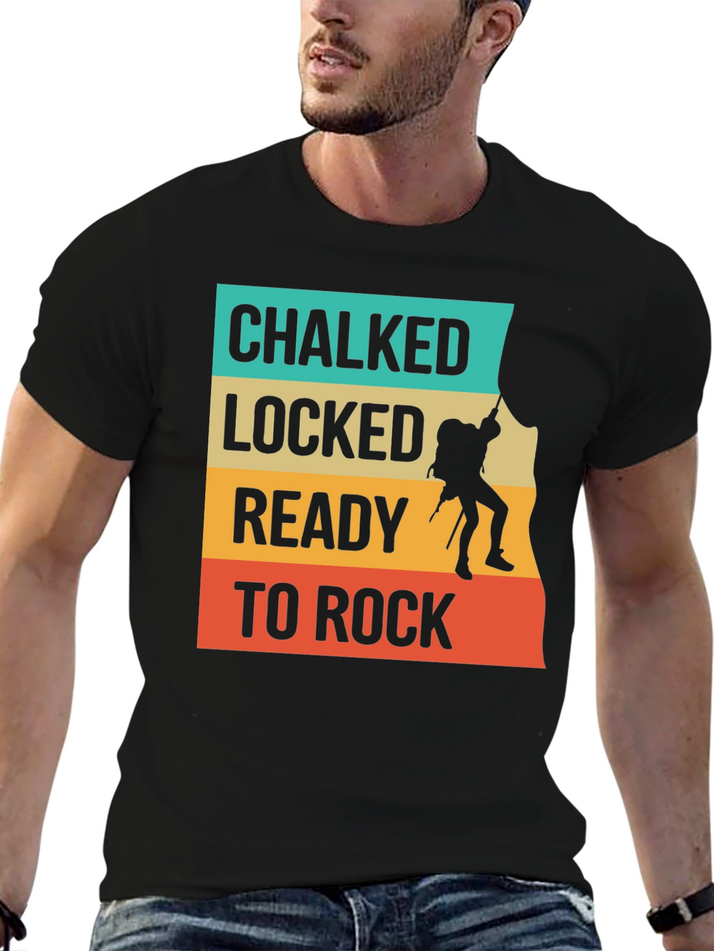 Chalked Locked Ready to Rock Climbing Graphic Tee