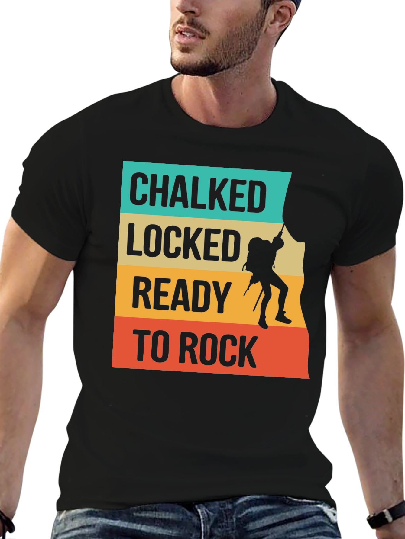 Chalked Locked Ready to Rock Climbing Graphic Tee