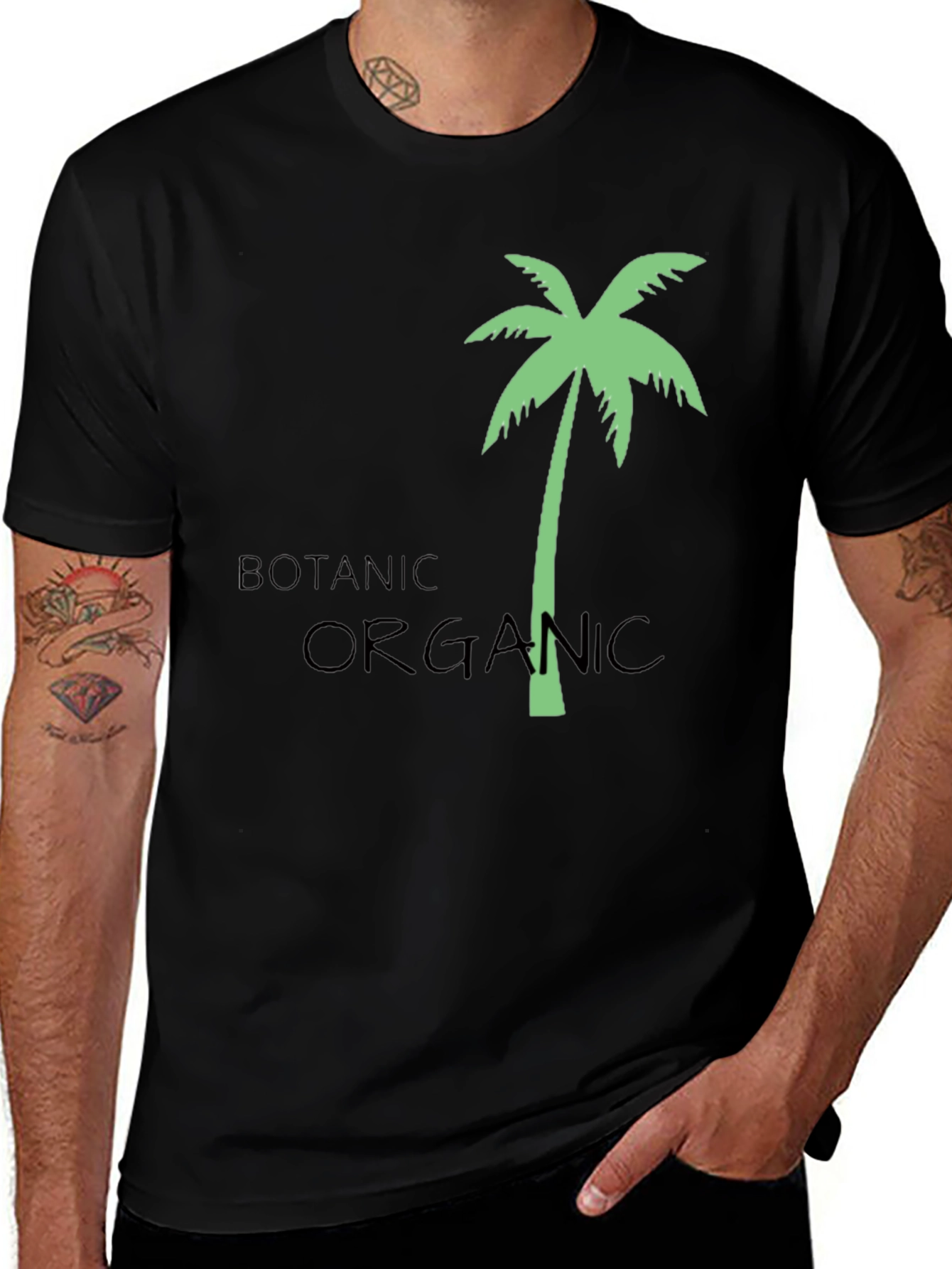Botanic Organic Palm Tree Graphic T-Shirt
