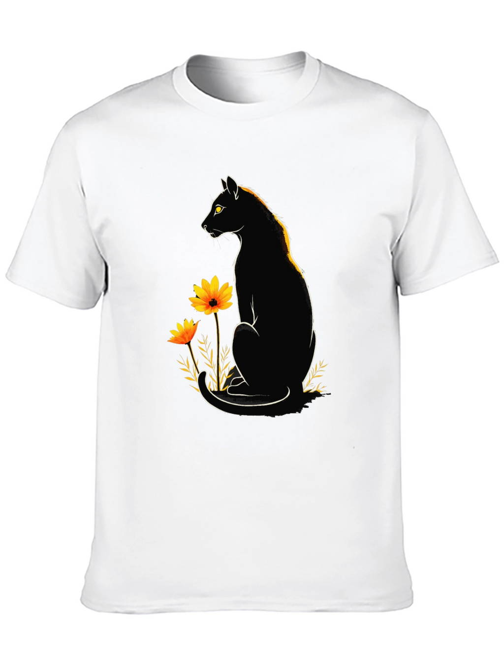 Black Cat Floral Graphic Tee