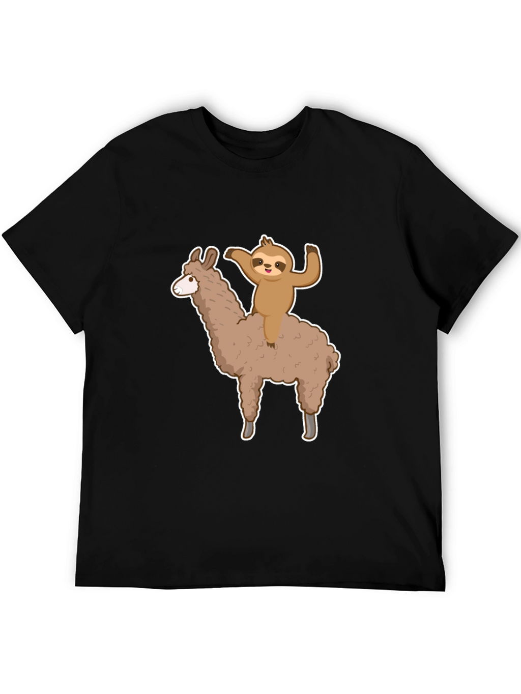 Sloth Riding Llama Graphic Tee - Mens Black T-Shirt