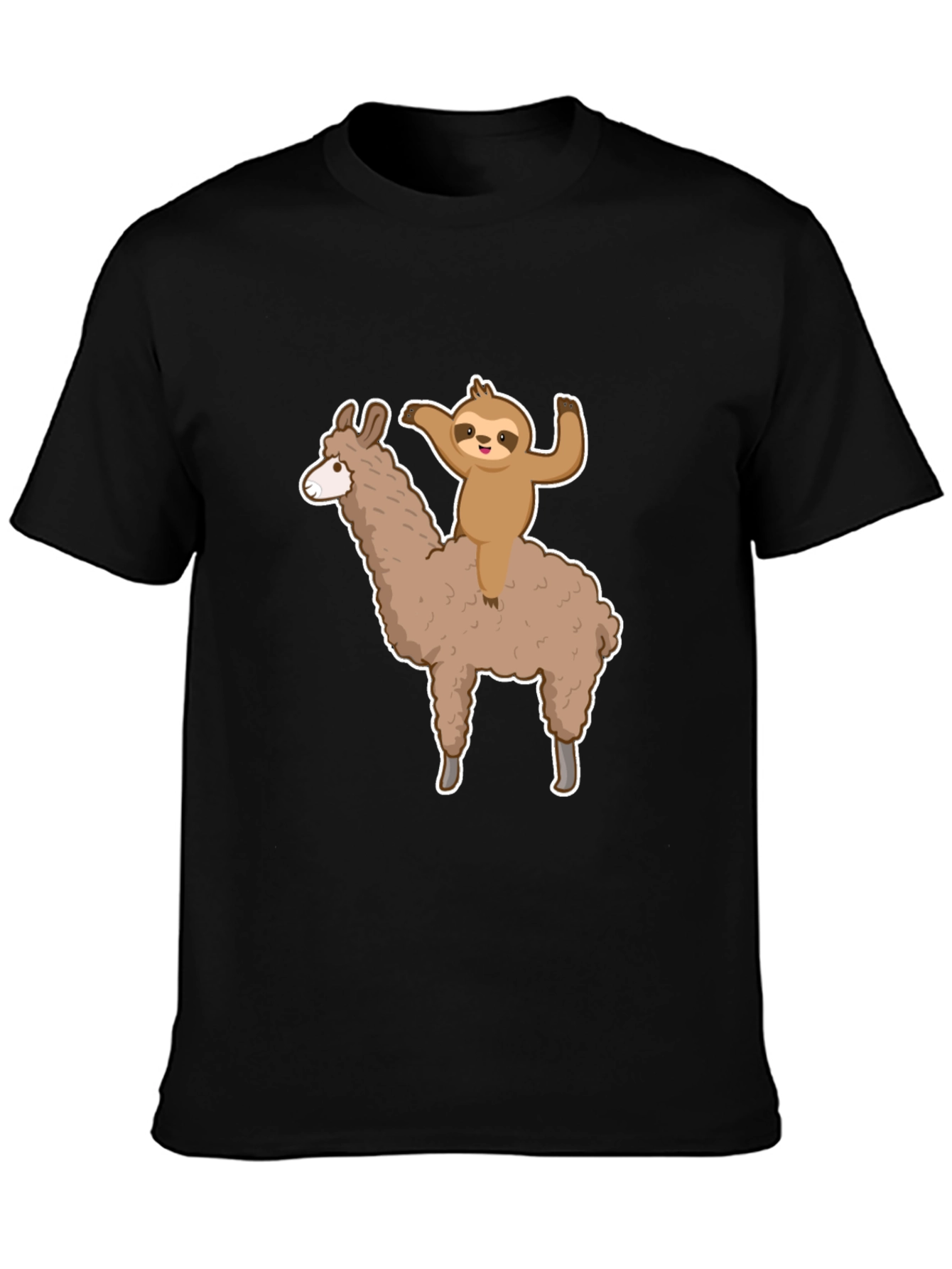 Sloth Riding Llama Graphic Tee - Mens Black T-Shirt