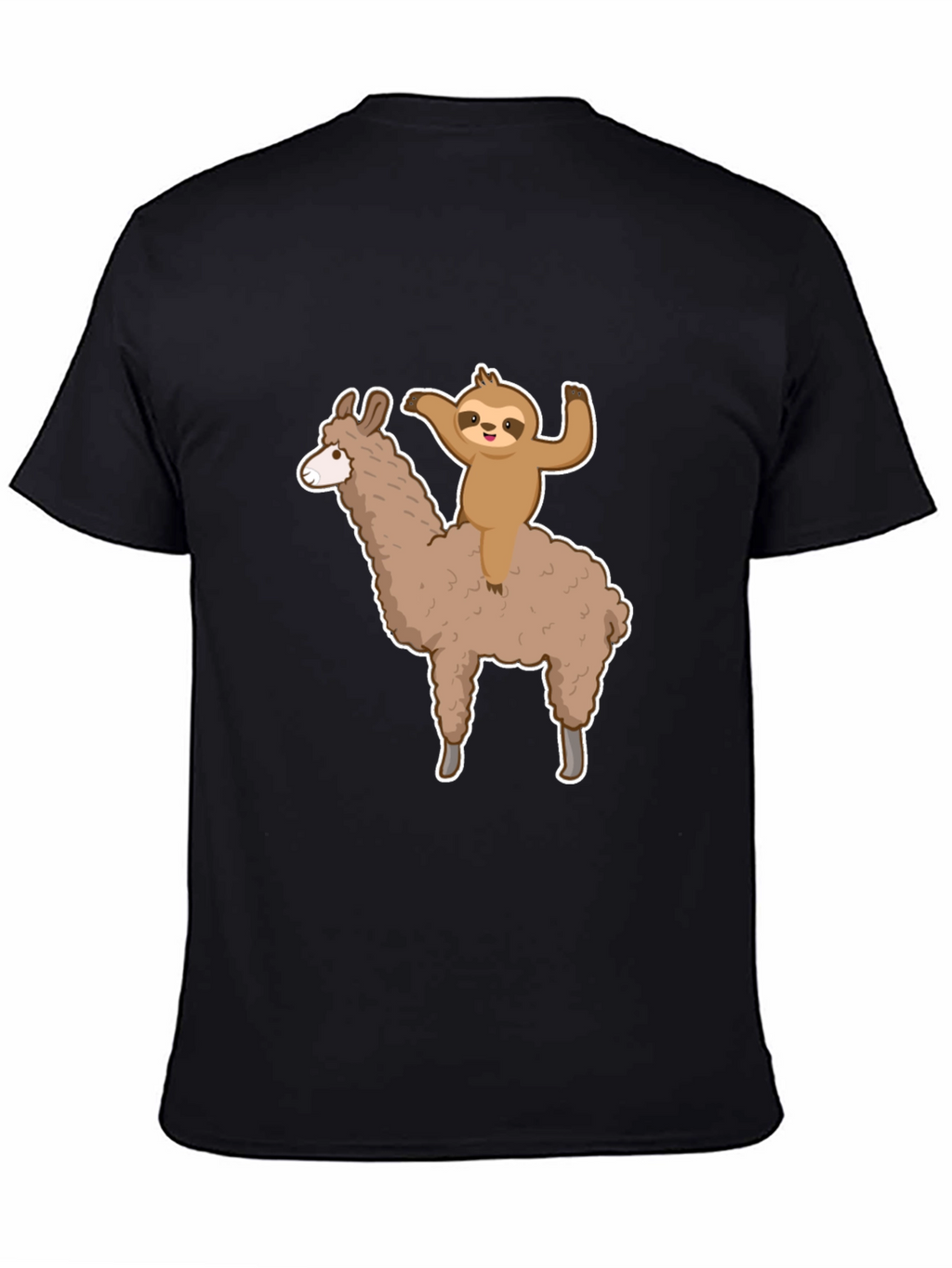 Sloth Riding Llama Graphic Tee - Mens Black T-Shirt