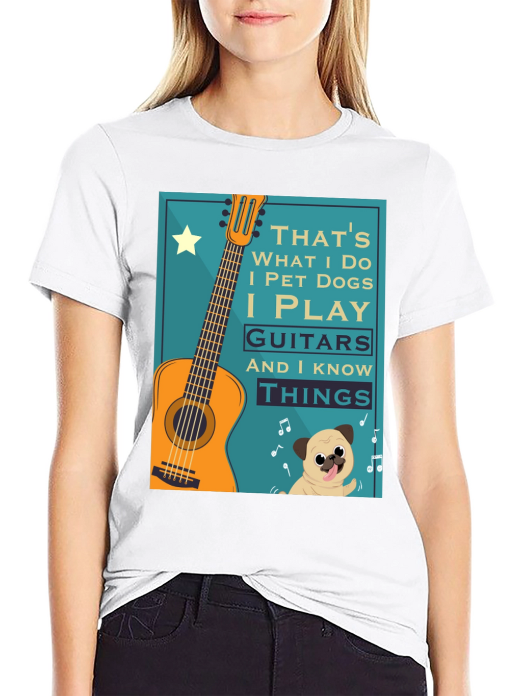Dog & Guitar Graphic Tee - I Play Guitars