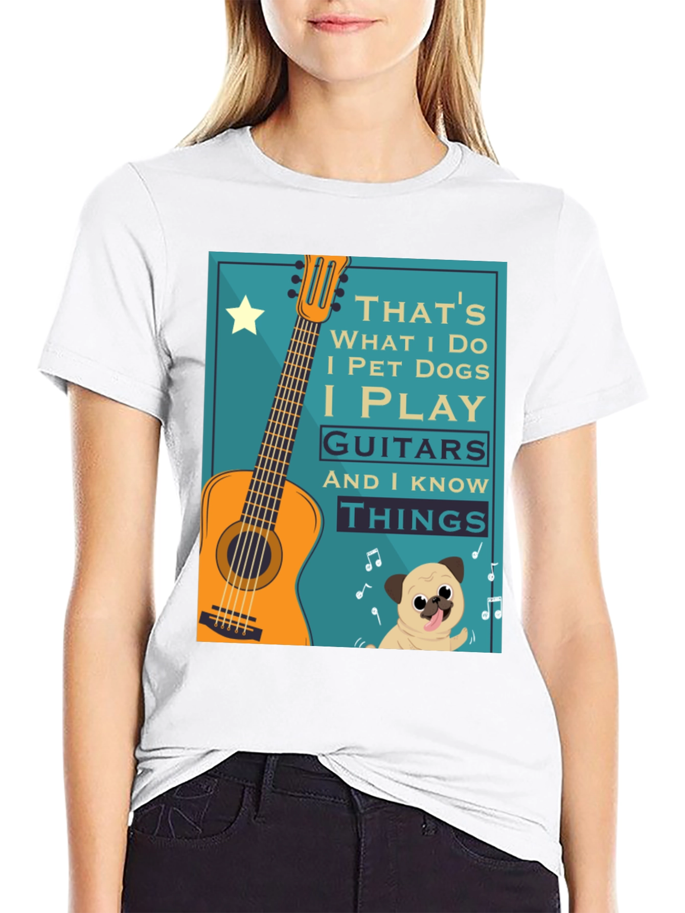 Dog & Guitar Graphic Tee - I Play Guitars