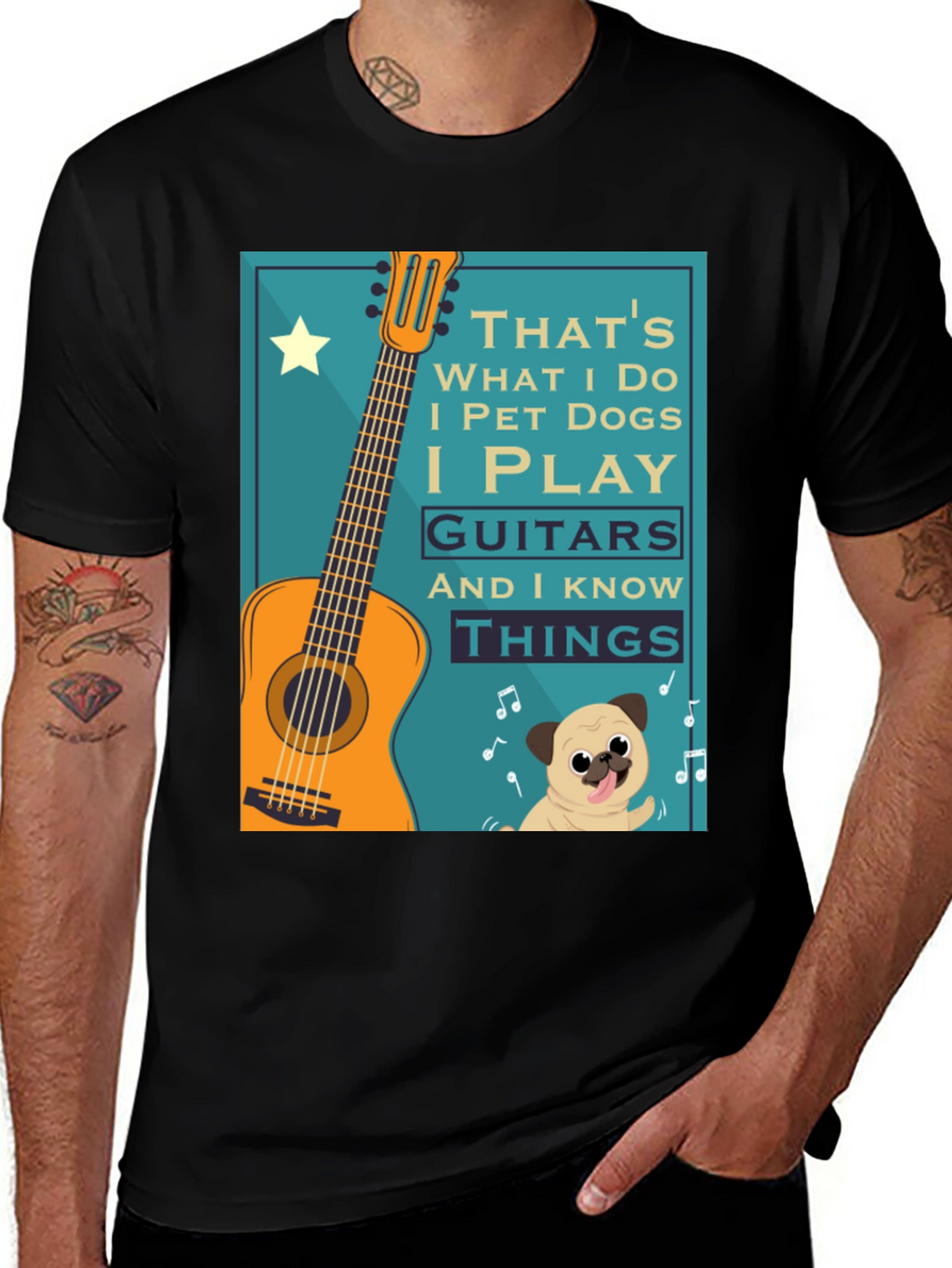 Dog & Guitar Graphic Tee - I Play Guitars
