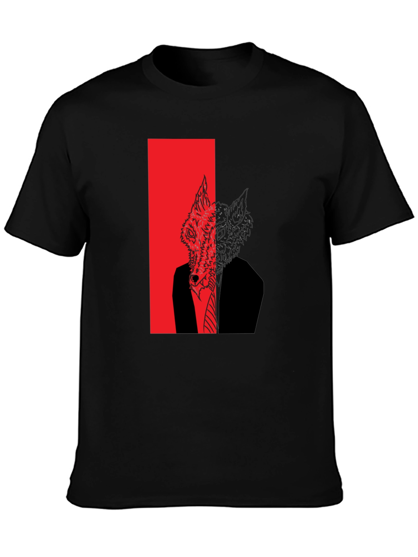 Wolf in Suit Graphic Tee - Mens Black T-Shirt
