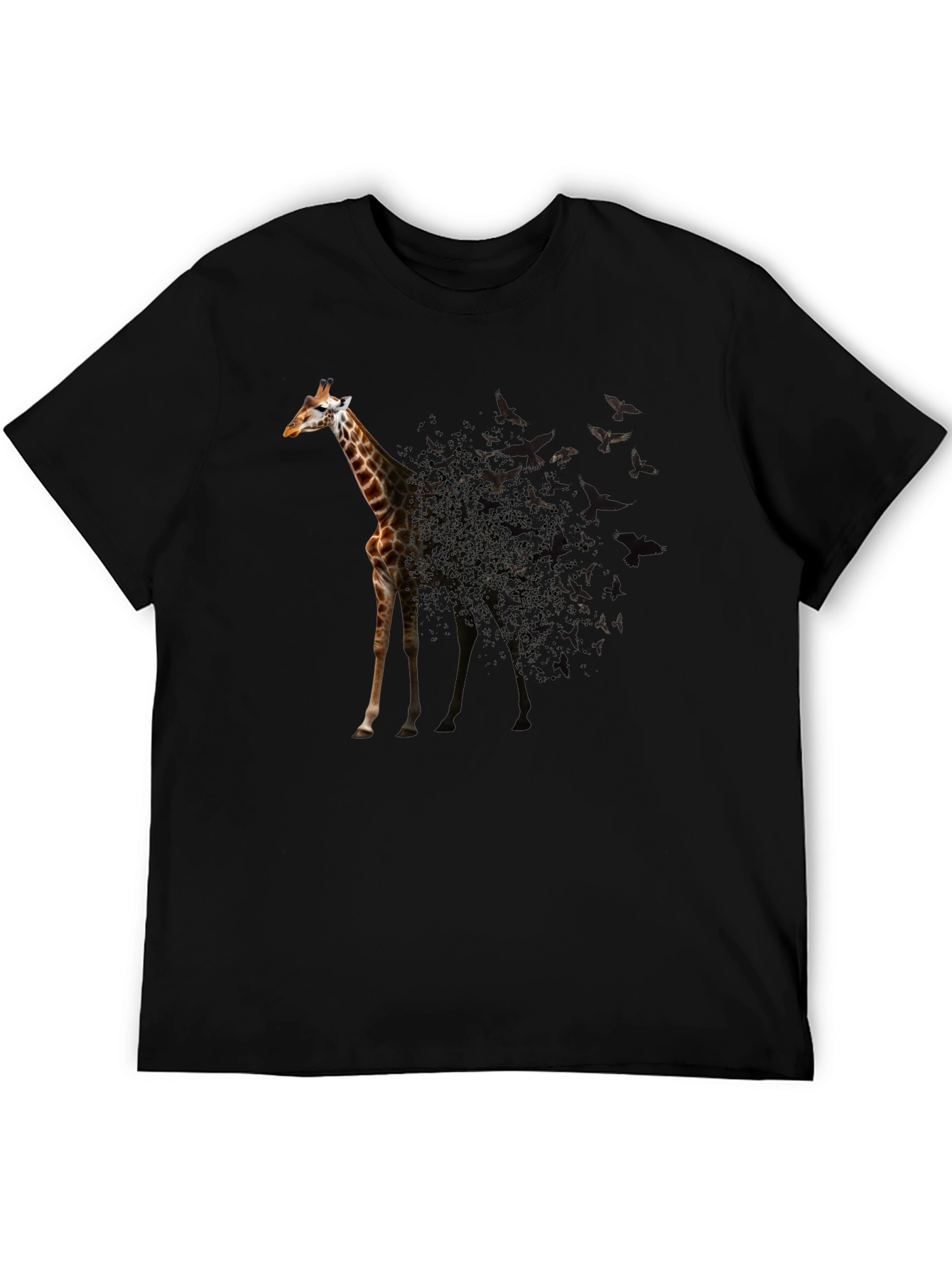 Giraffe Bird Transformation Black T-Shirt