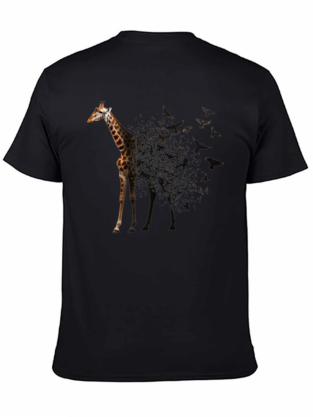 Giraffe Bird Transformation Black T-Shirt
