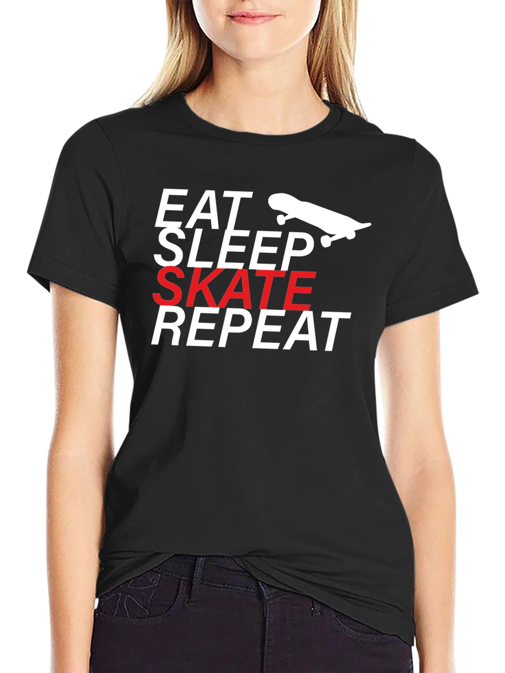 Eat Sleep Skate Repeat T-Shirt - Black Cotton Tee