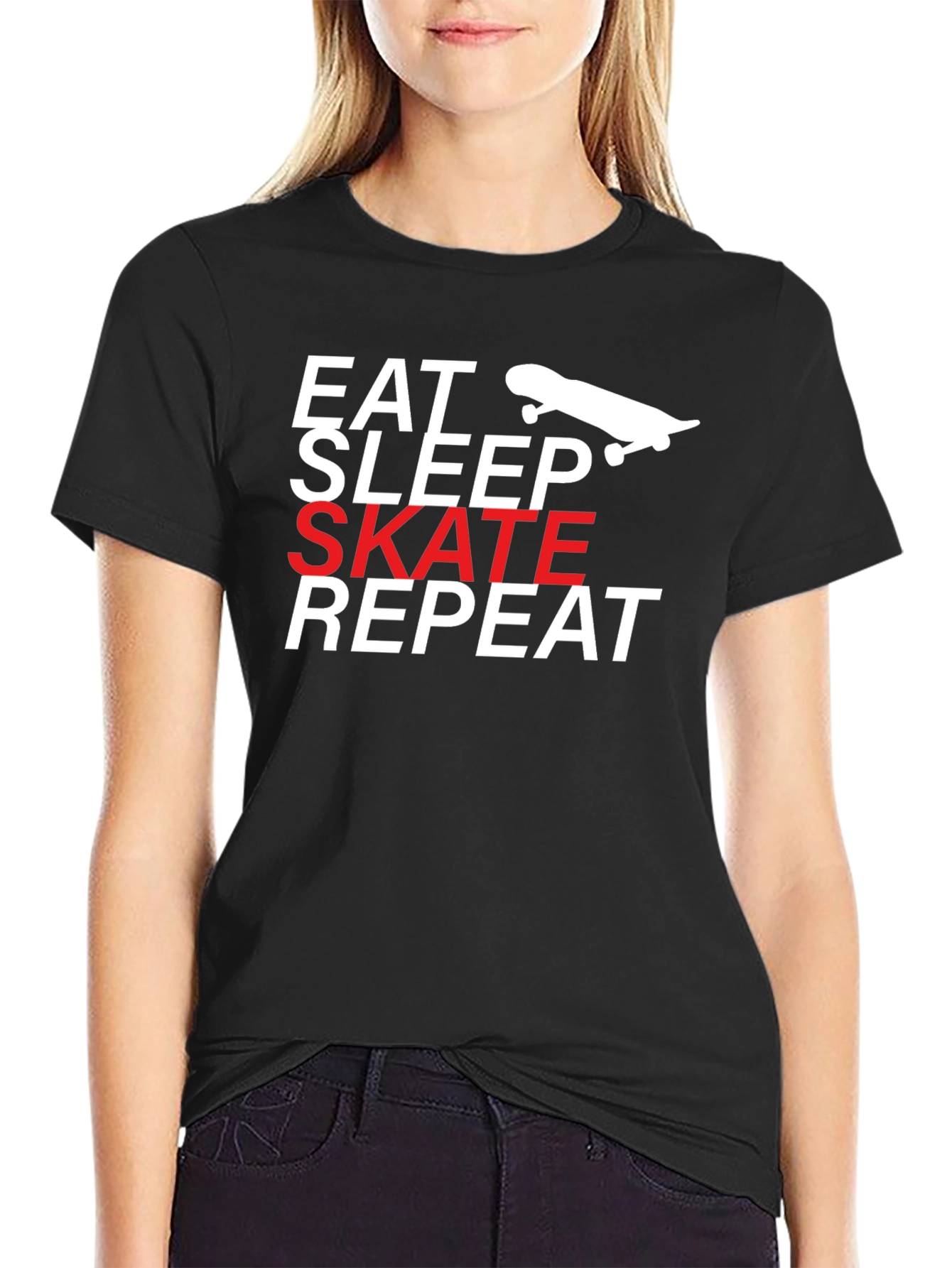 Eat Sleep Skate Repeat T-Shirt - Black Cotton Tee