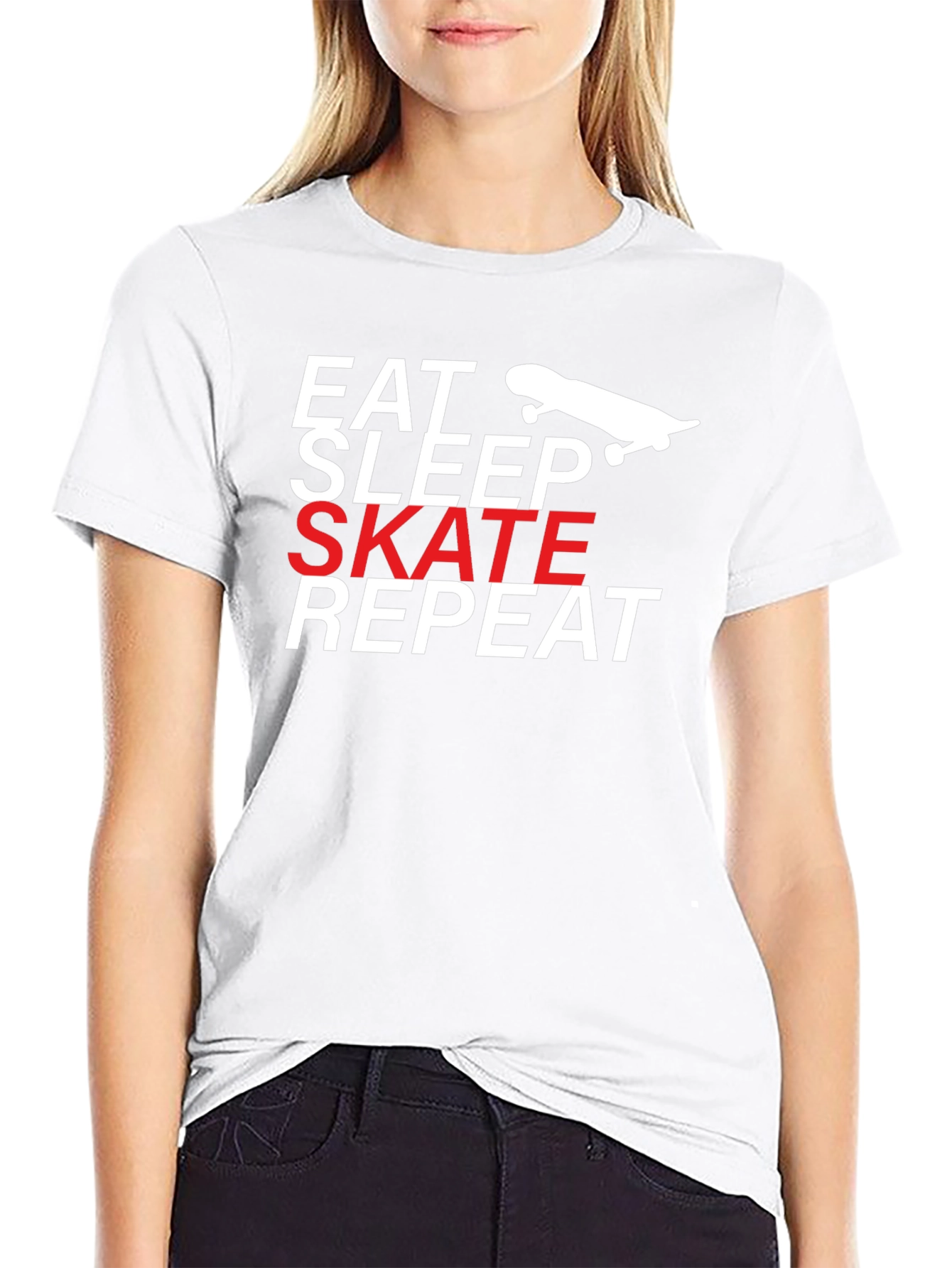 Eat Sleep Skate Repeat T-Shirt - Black Cotton Tee