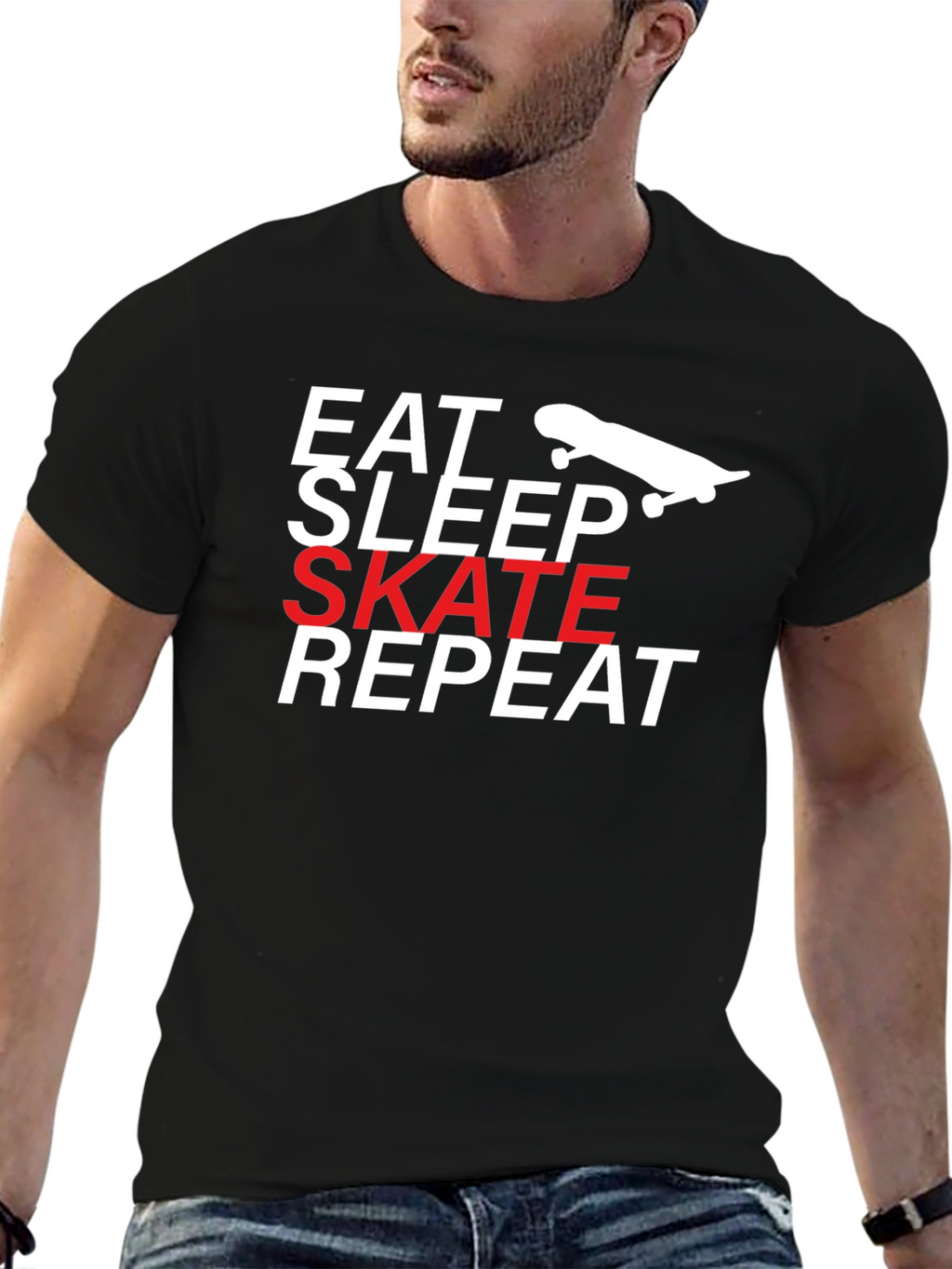 Eat Sleep Skate Repeat T-Shirt - Black Cotton Tee