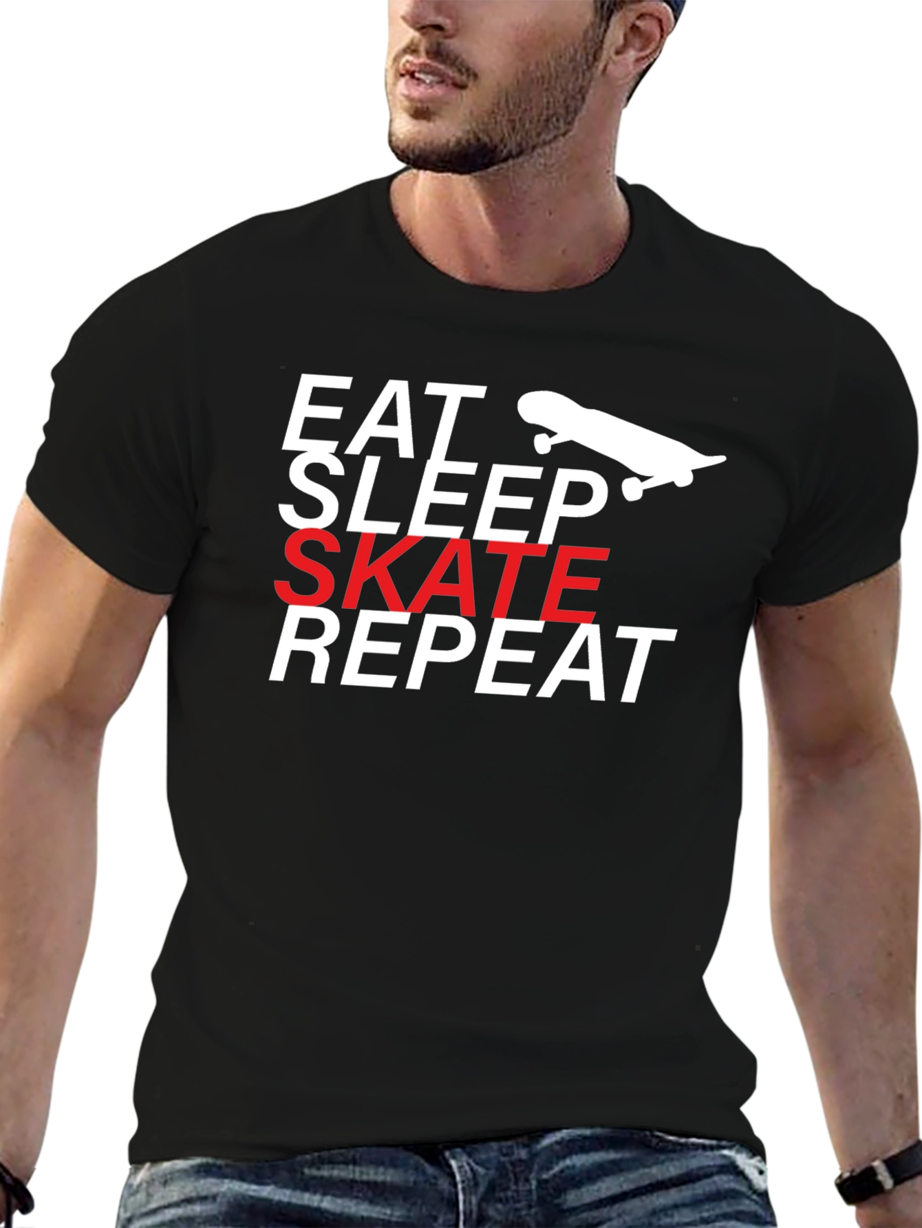 Eat Sleep Skate Repeat T-Shirt - Black Cotton Tee