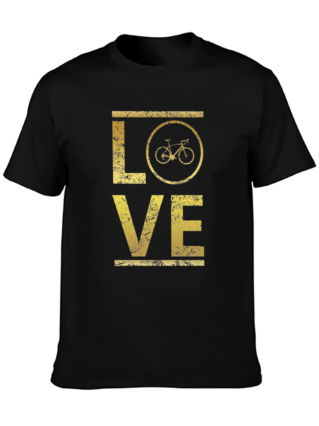 Love Cycling T-Shirt - Distressed Gold Graphic Tee
