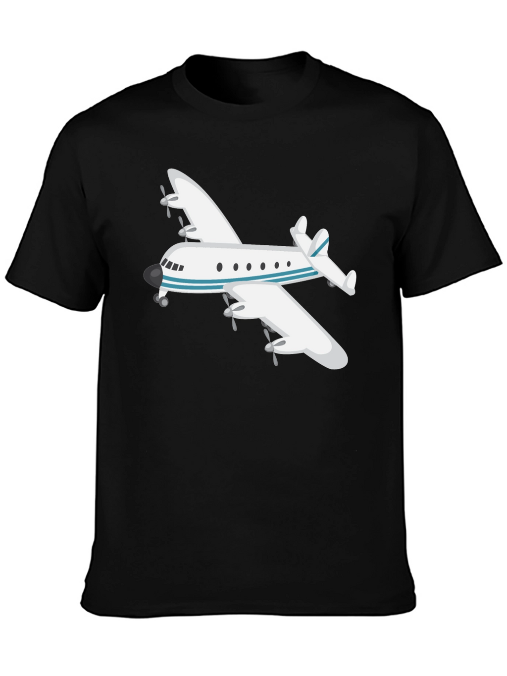 Airplane Graphic Tee - Black Crew Neck T-Shirt