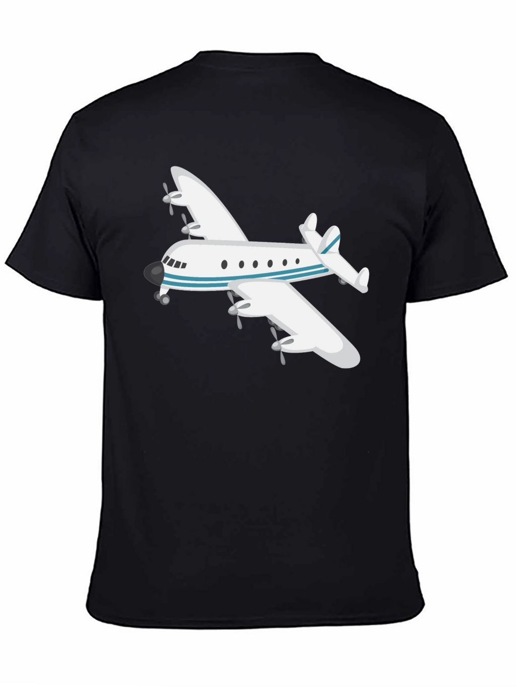 Airplane Graphic Tee - Black Crew Neck T-Shirt