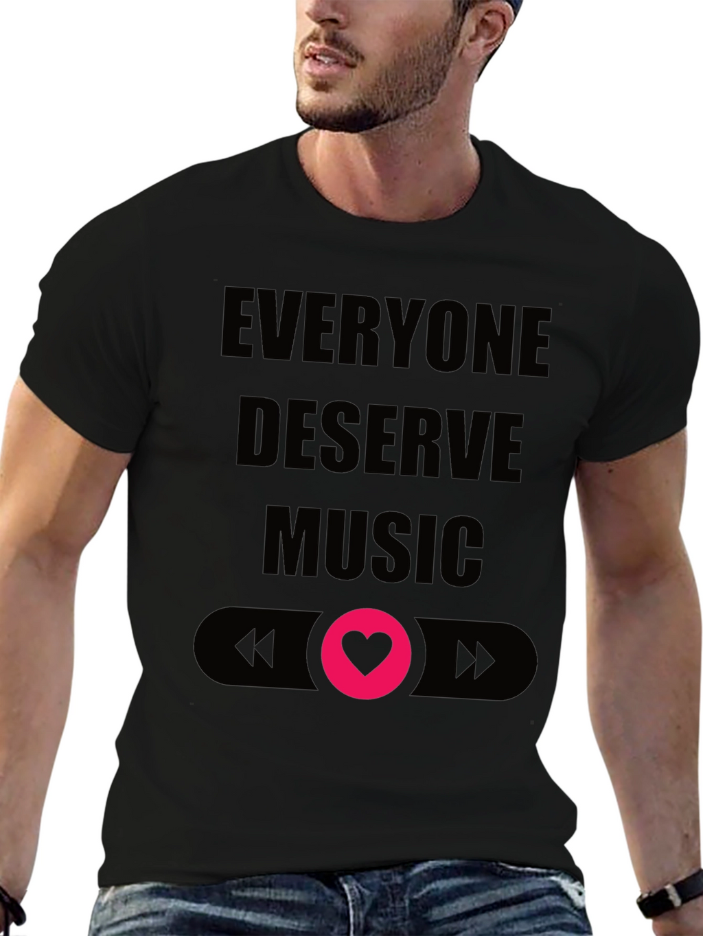 Everyone Deserves Music Tee - Black Crew Neck T-Shirt
