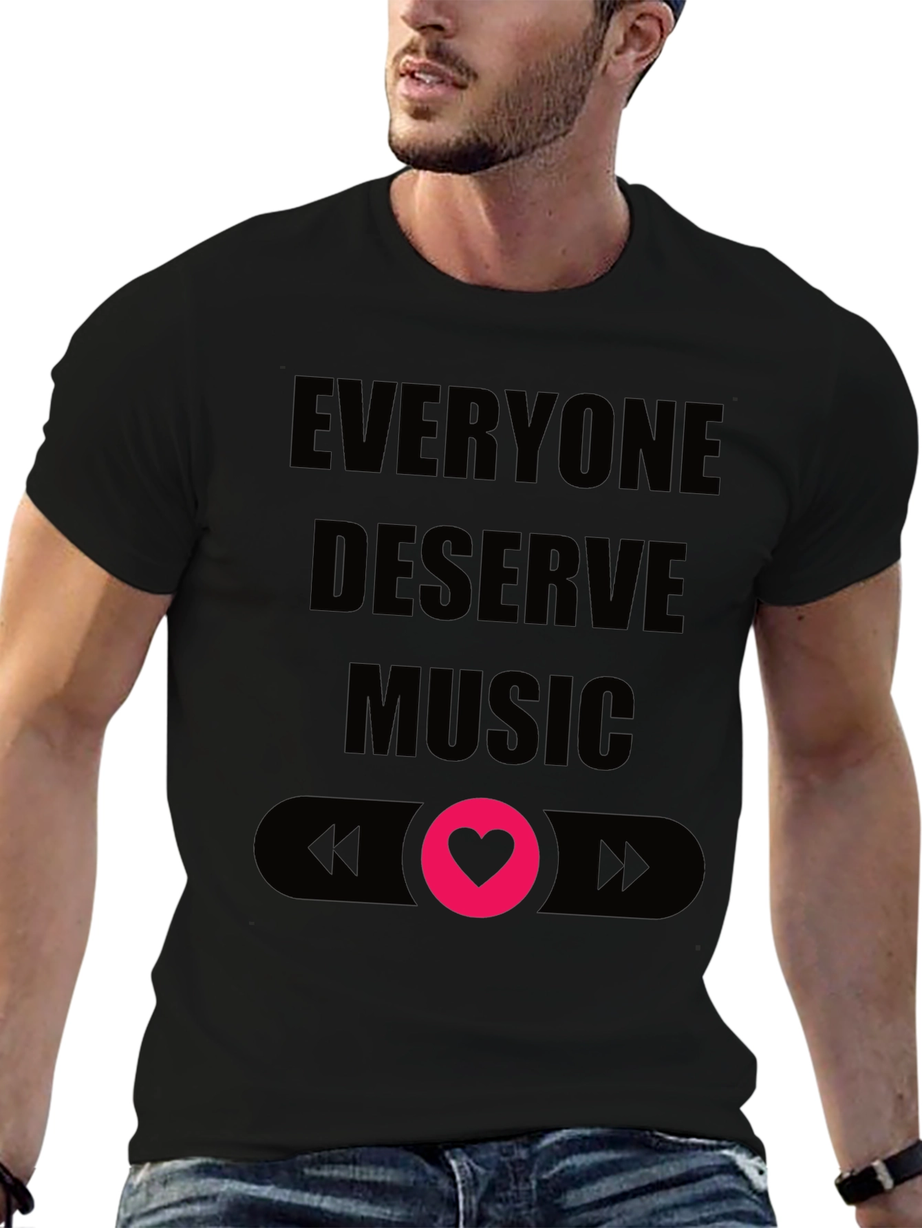 Everyone Deserves Music Tee - Black Crew Neck T-Shirt