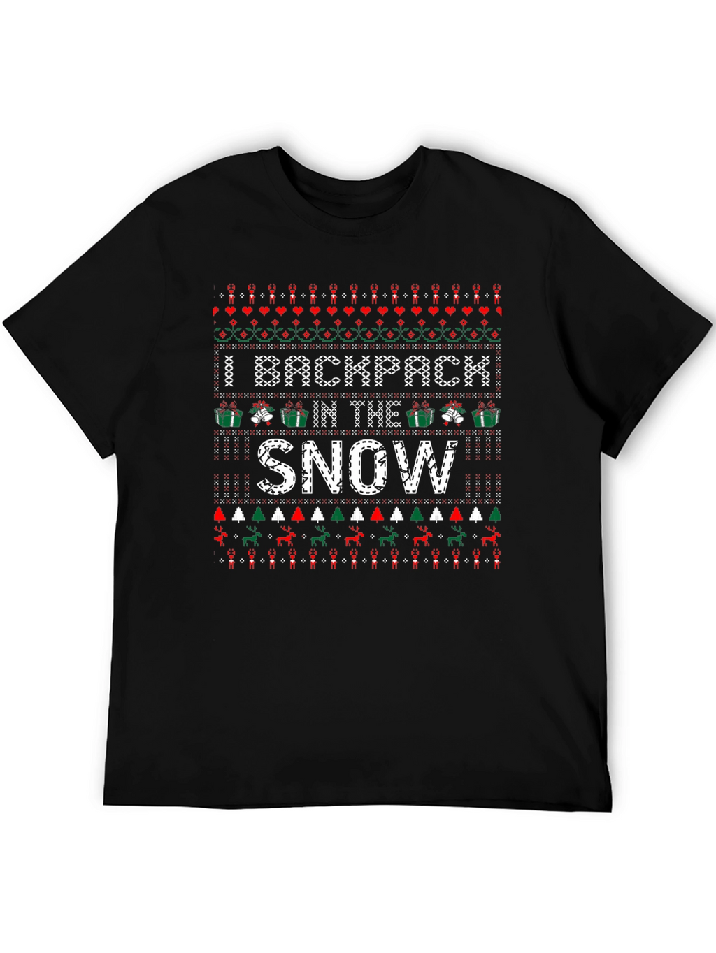 Backpack in the Snow Ugly Christmas T-Shirt