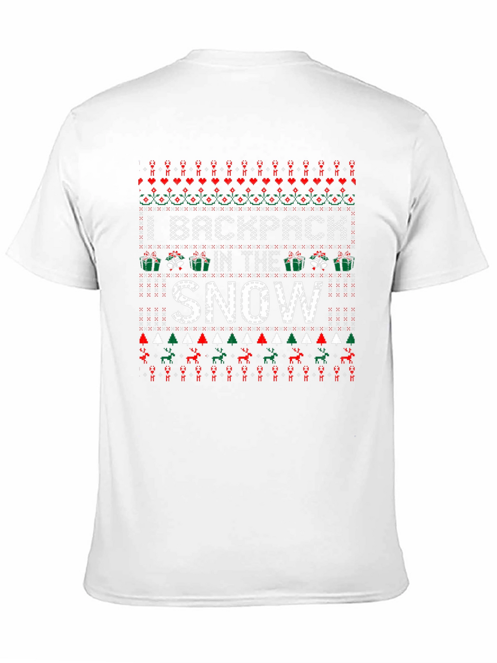 Backpack in the Snow Ugly Christmas T-Shirt