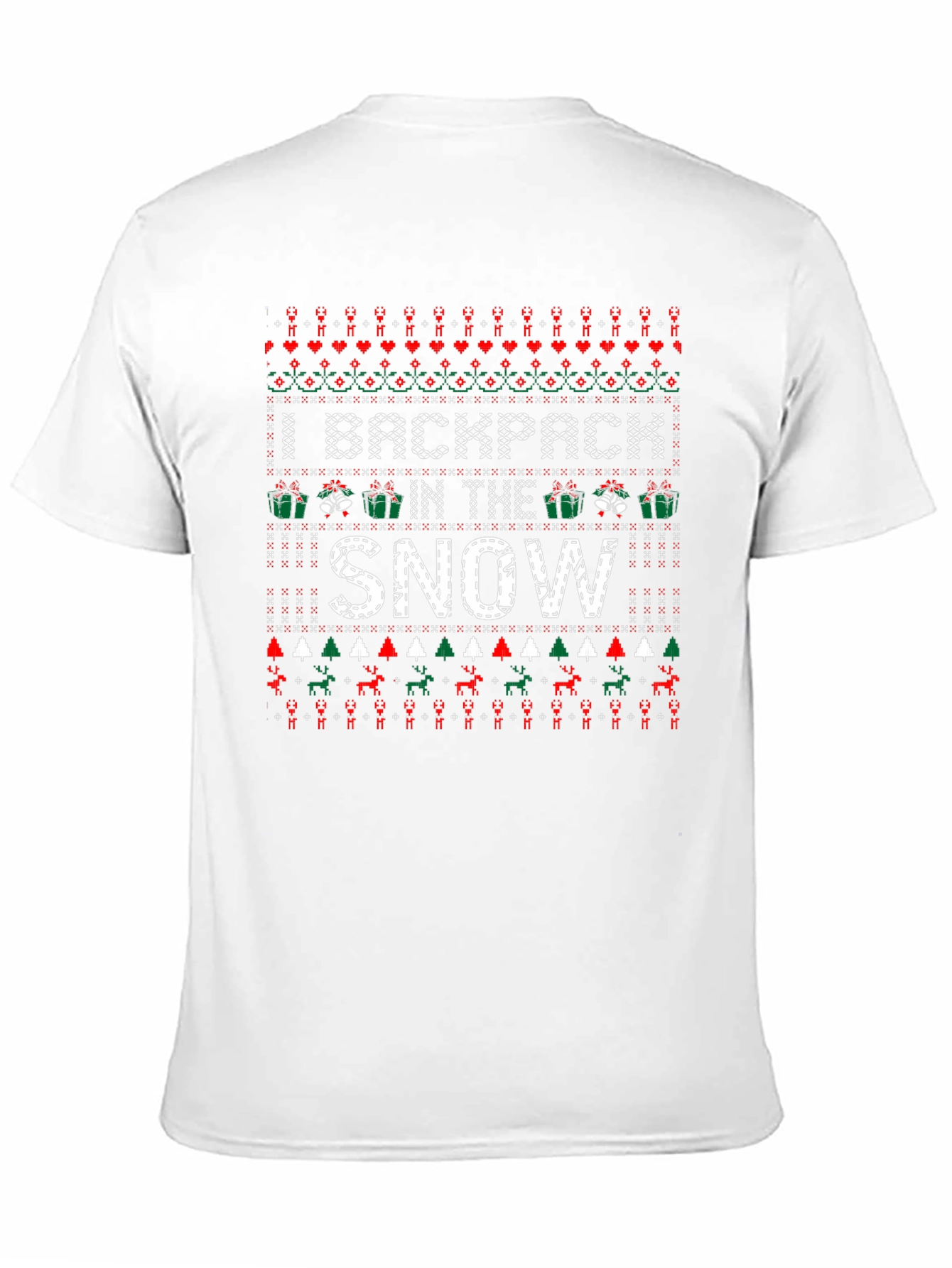 Backpack in the Snow Ugly Christmas T-Shirt