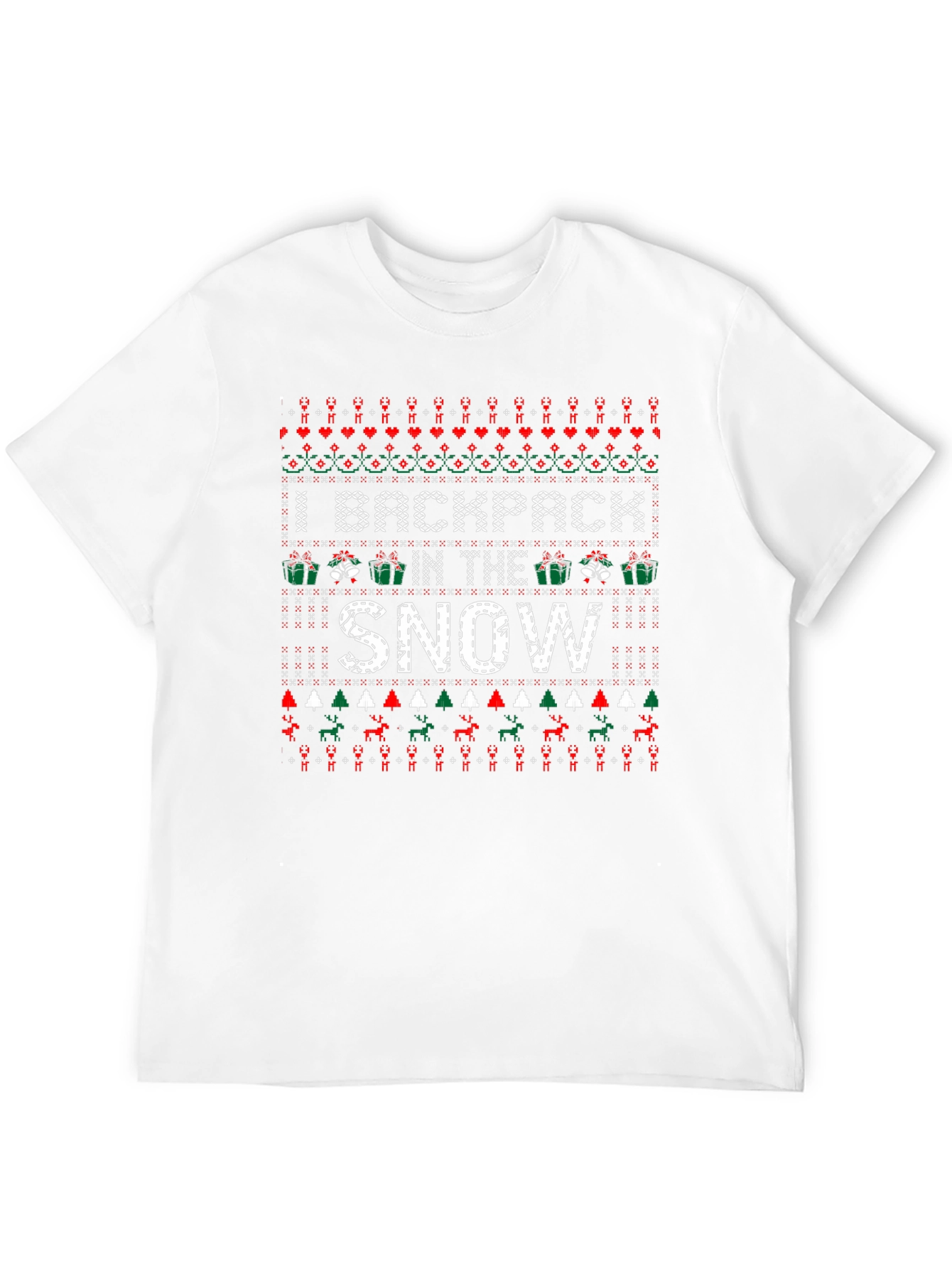 Backpack in the Snow Ugly Christmas T-Shirt