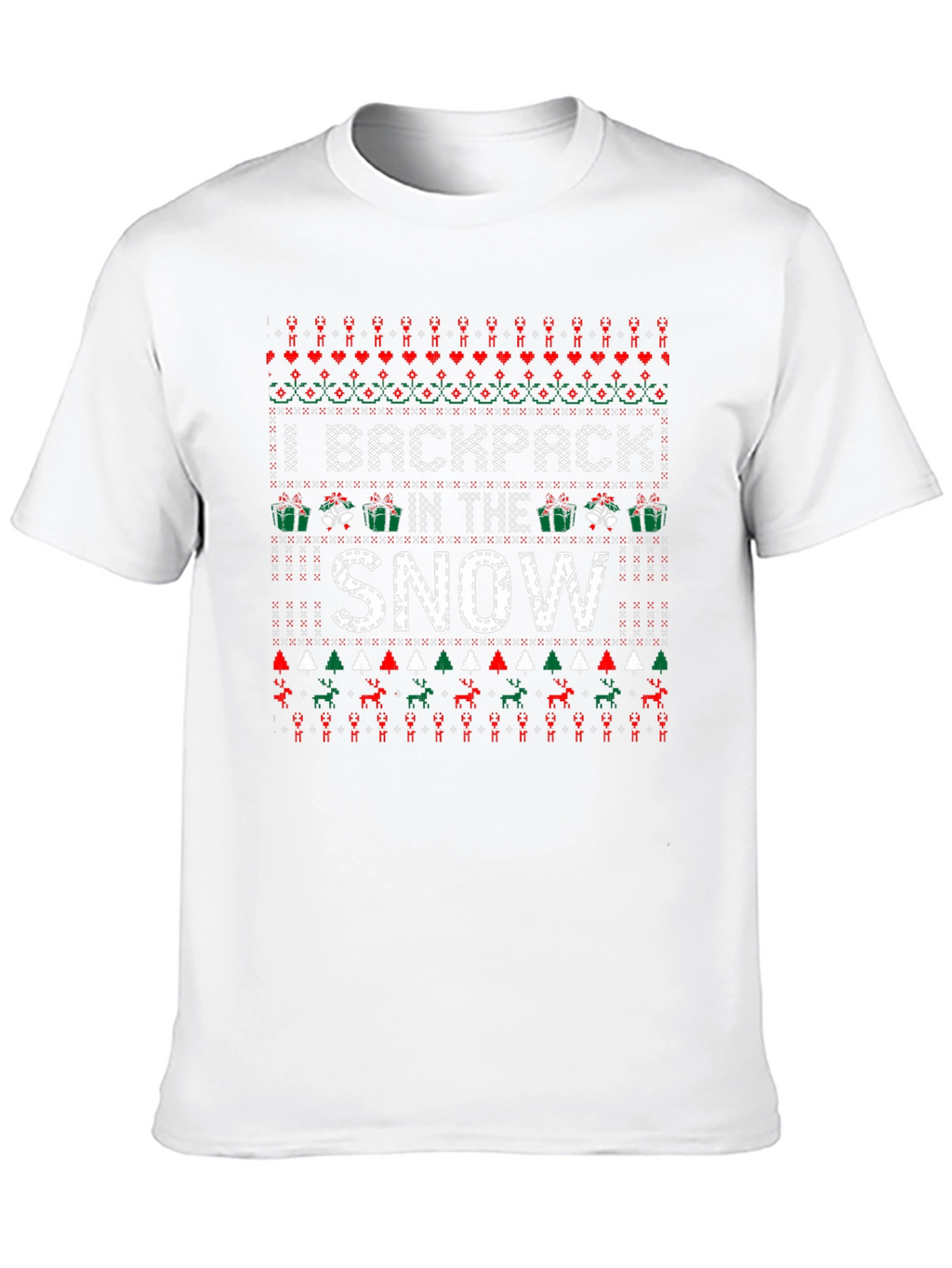 Backpack in the Snow Ugly Christmas T-Shirt