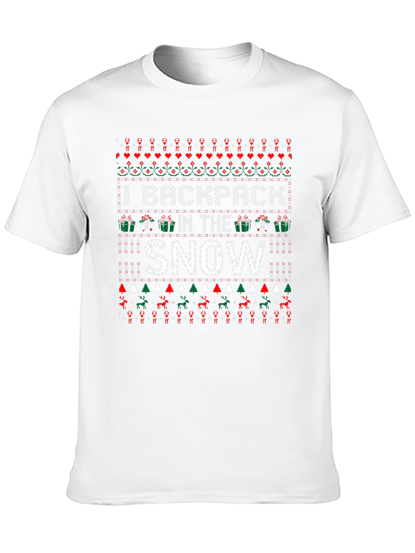 Backpack in the Snow Ugly Christmas T-Shirt