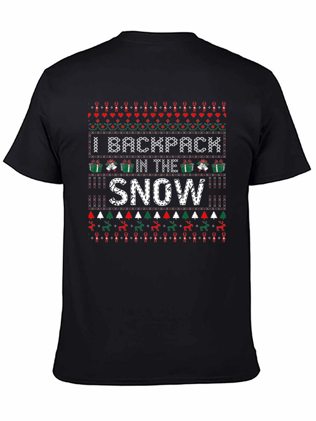 Backpack in the Snow Ugly Christmas T-Shirt