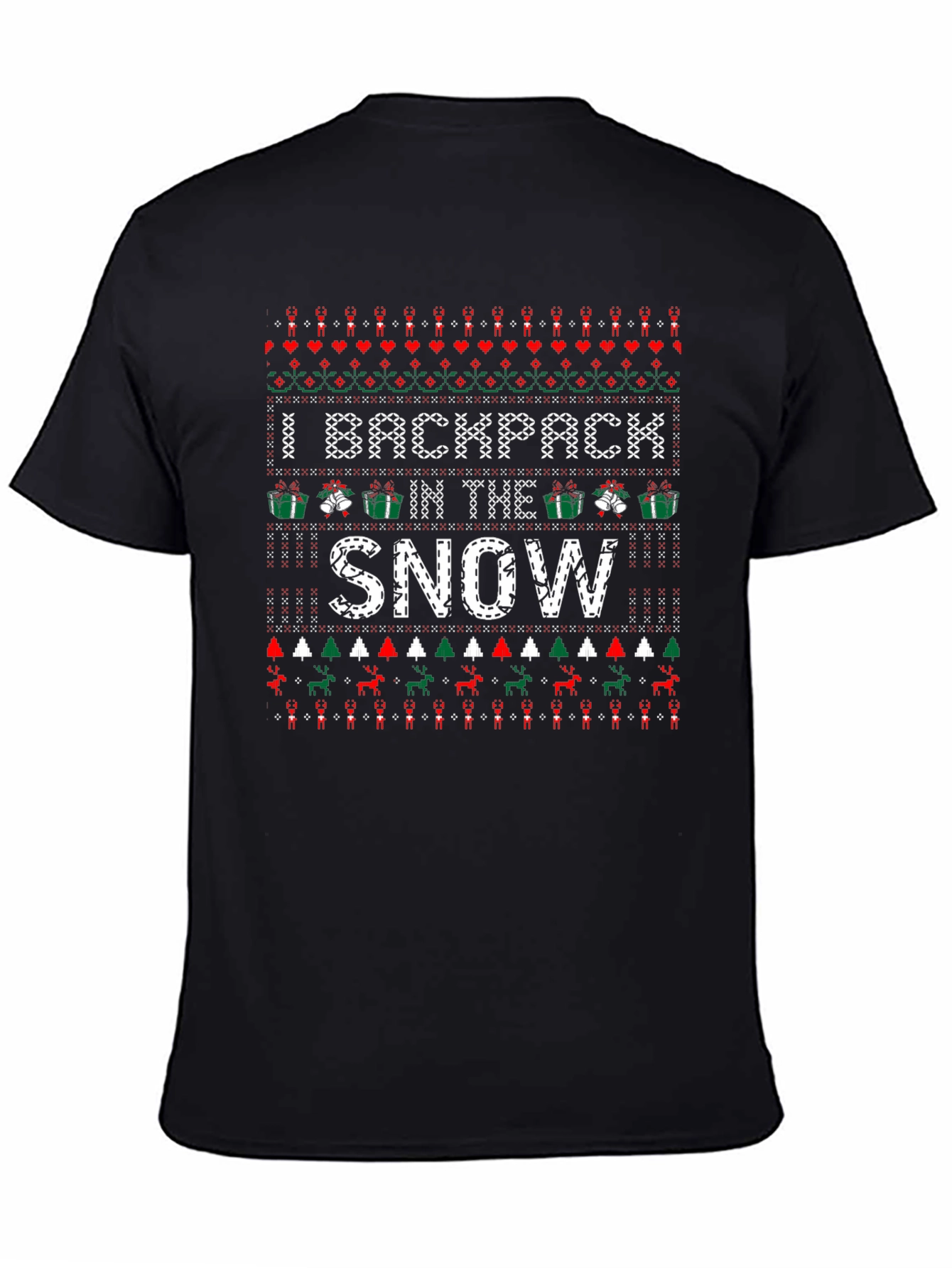 Backpack in the Snow Ugly Christmas T-Shirt
