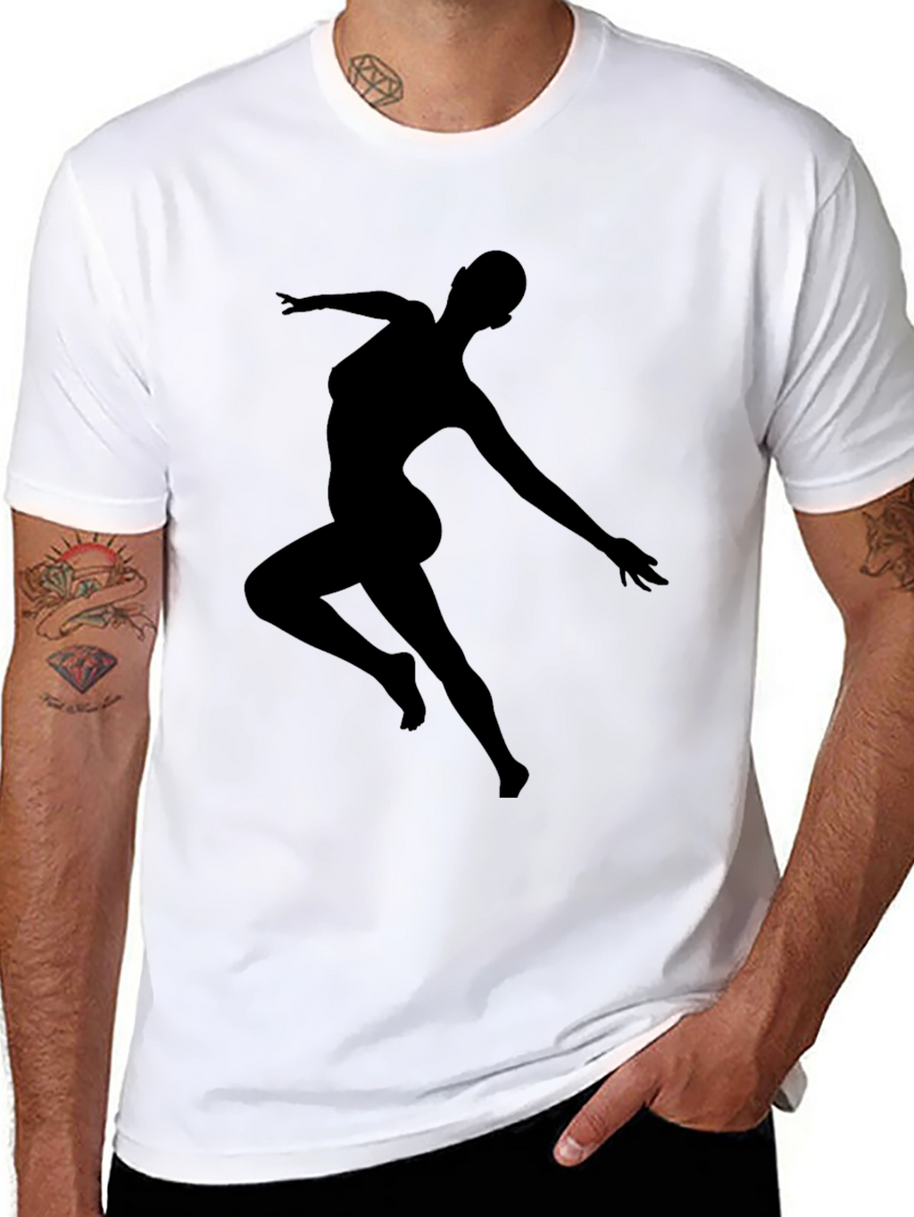 Silhouette Dancer Graphic Tee - Black Casual T-Shirt