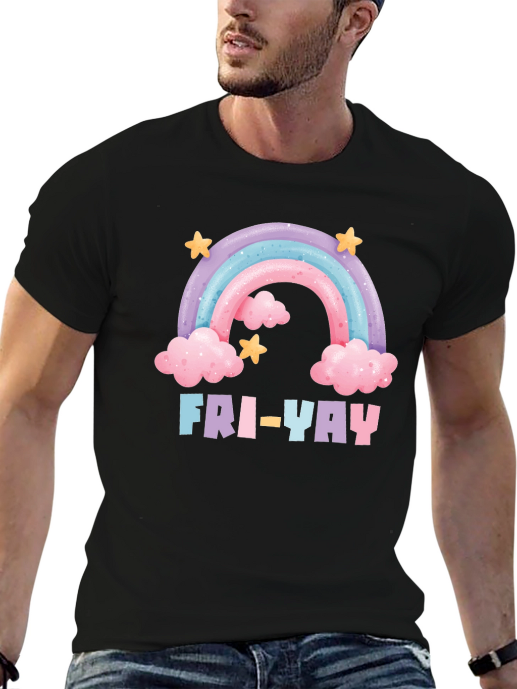 Fri-Yay Rainbow Graphic T-Shirt
