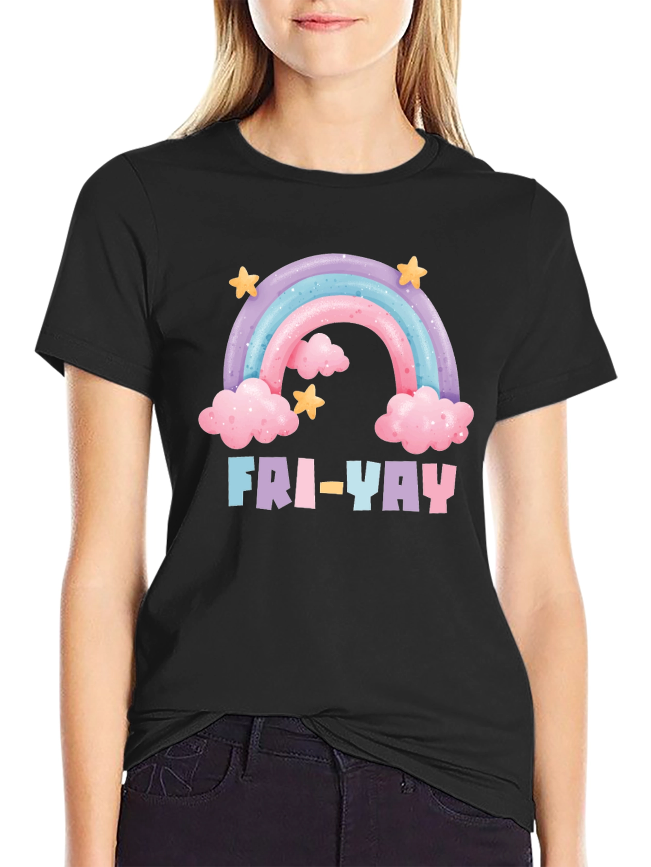 Fri-Yay Rainbow Graphic T-Shirt