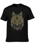 Geometric Wolf Graphic Print Mens T-Shirt
